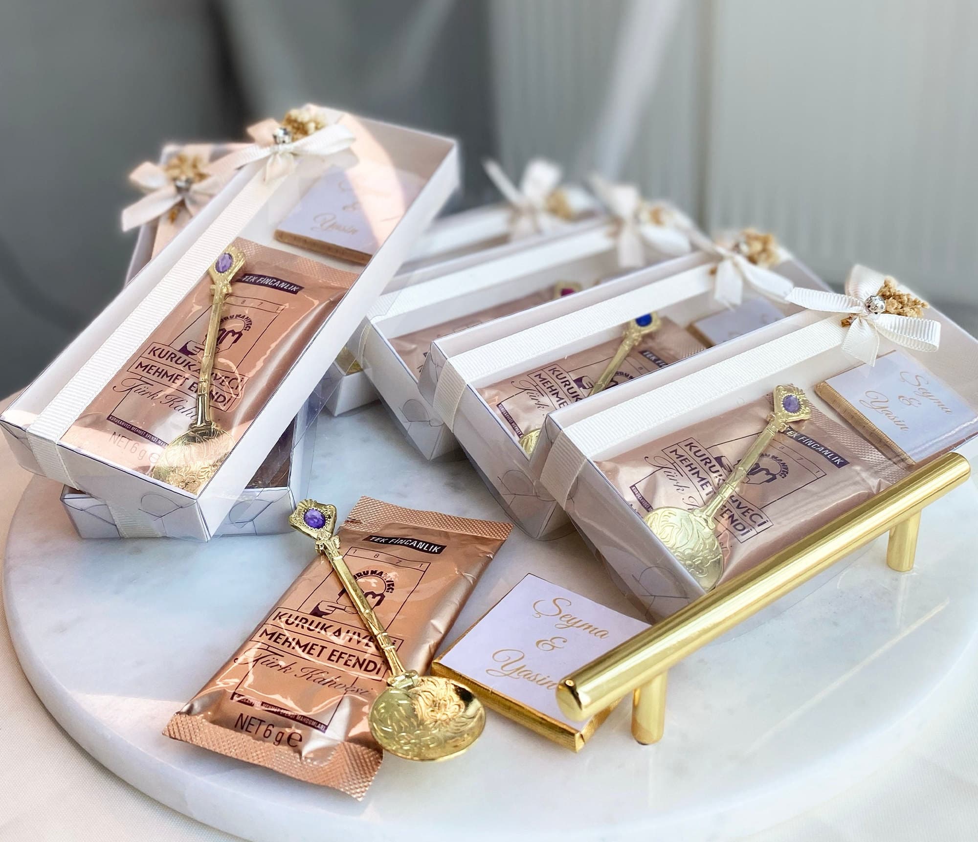 Turkish Coffee Gift Set – Personalized Wedding Gift, Chocolate, Coffee with Spoon and Gift, Bridal Party Gift, Special Gift Box
