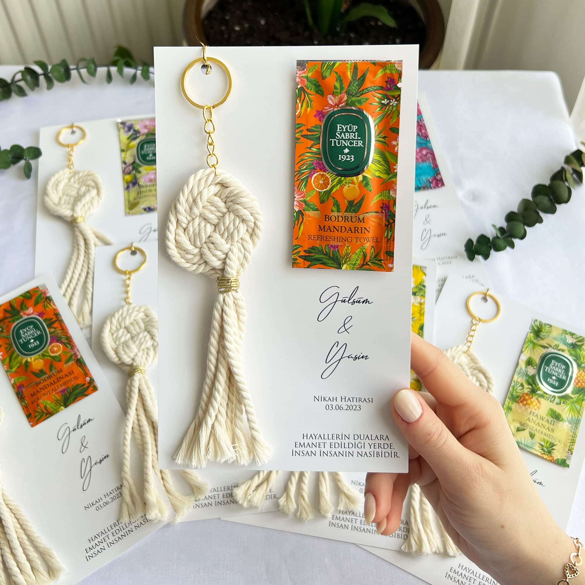 Macrame Wet Wipe Keychain, Scented Cotton Cord, Baby Gift - image 5