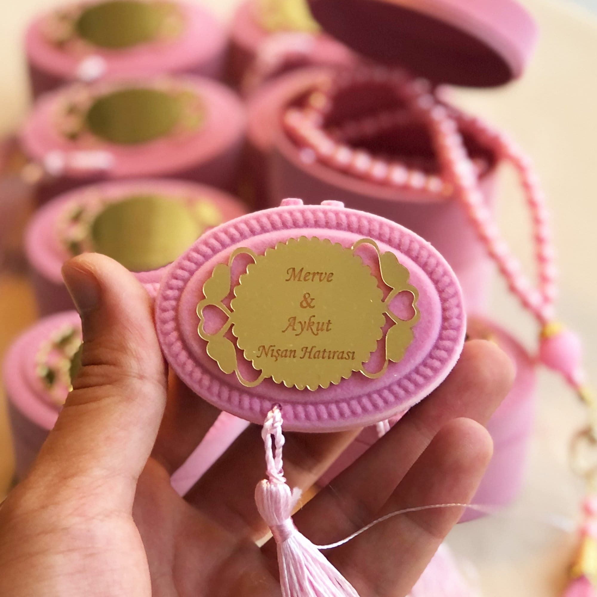 Personalized Pearl Tasbih: Islamic Wedding Favor in Velvet Box