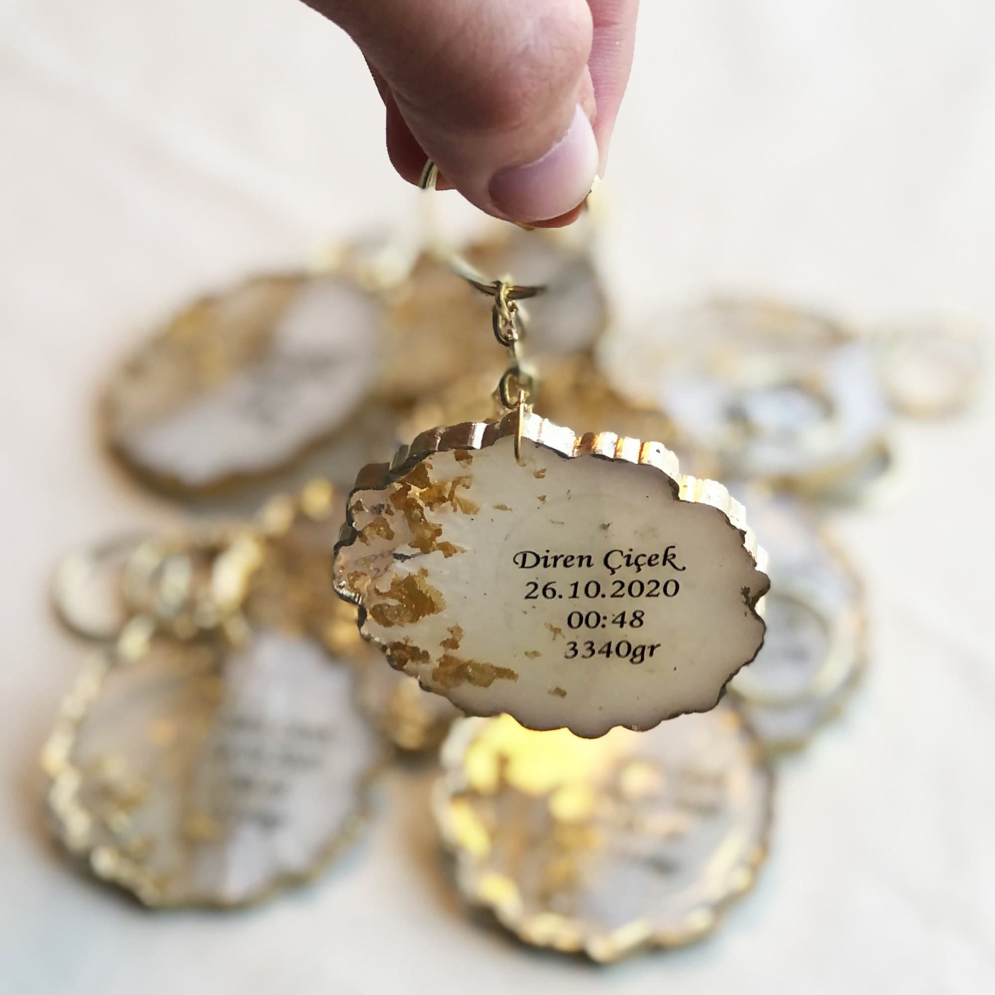 Personalized Epoxy Keychain: Baby Stats, Wedding Favor - image 4