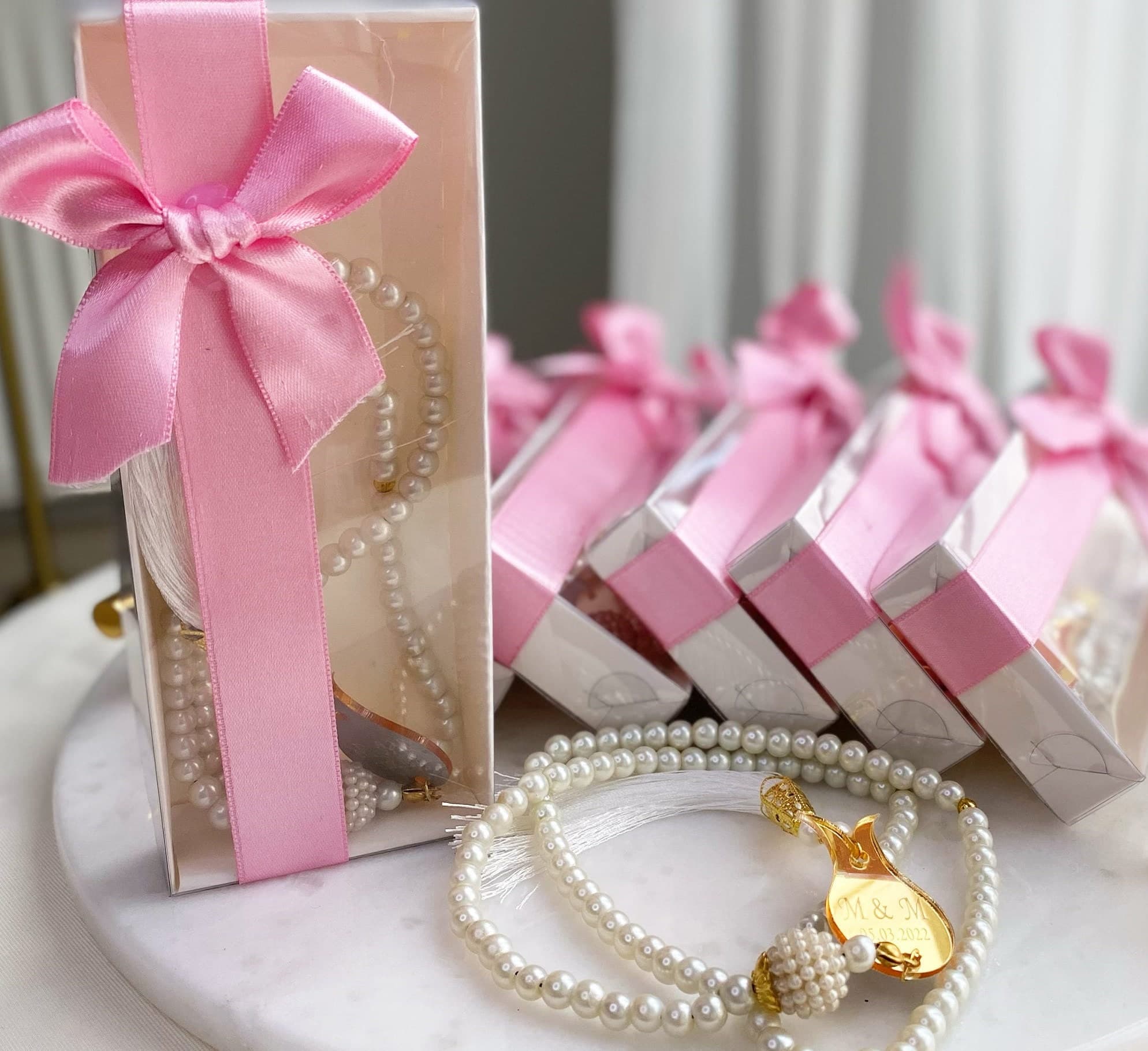 Personalized Pearl Rosary Favors | Muslim Wedding, Baby Shower