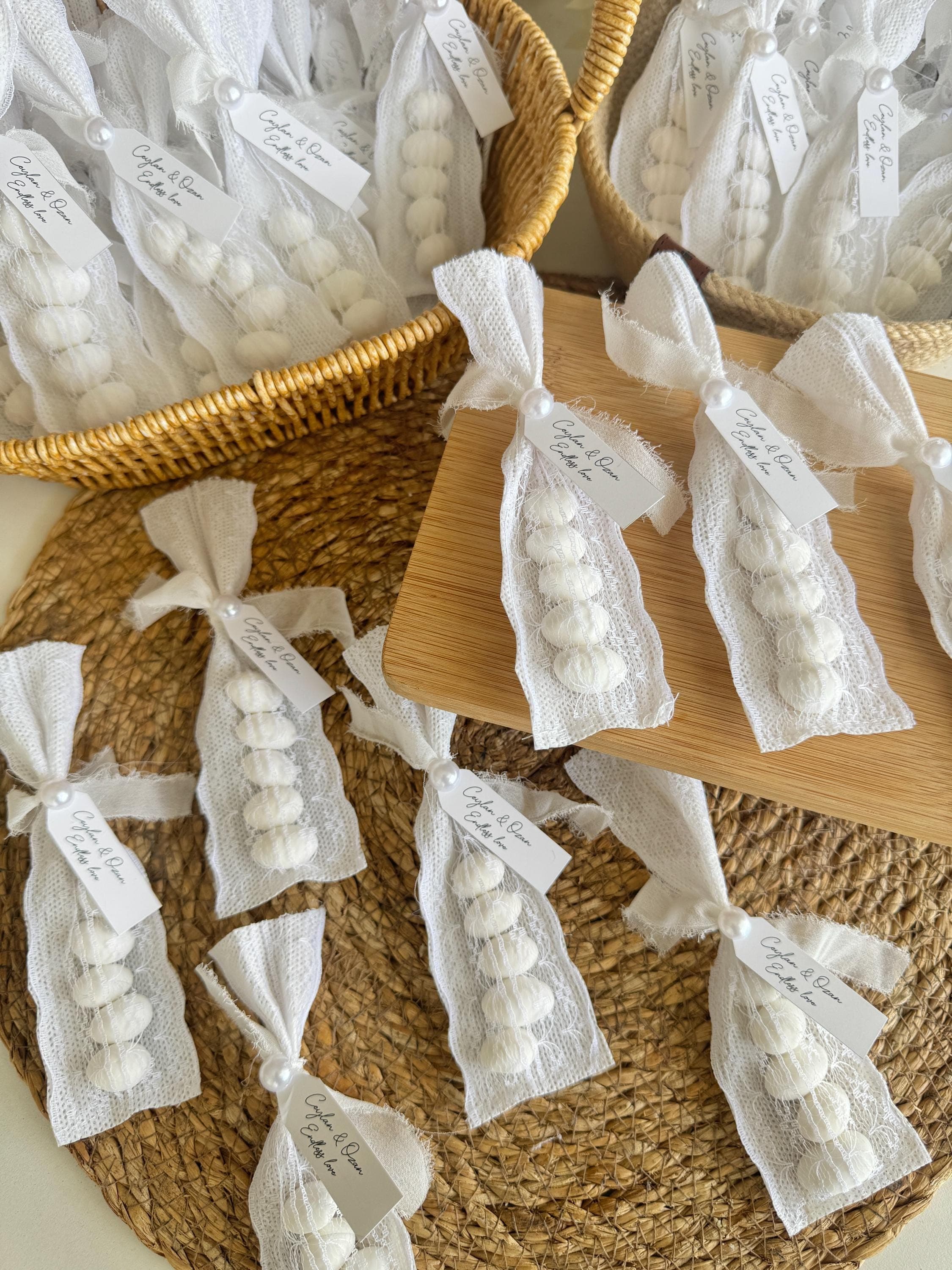 Lace Pouch Almond Candy Wedding Favors, Baby Shower, Eid Gifts, Personalized Tags