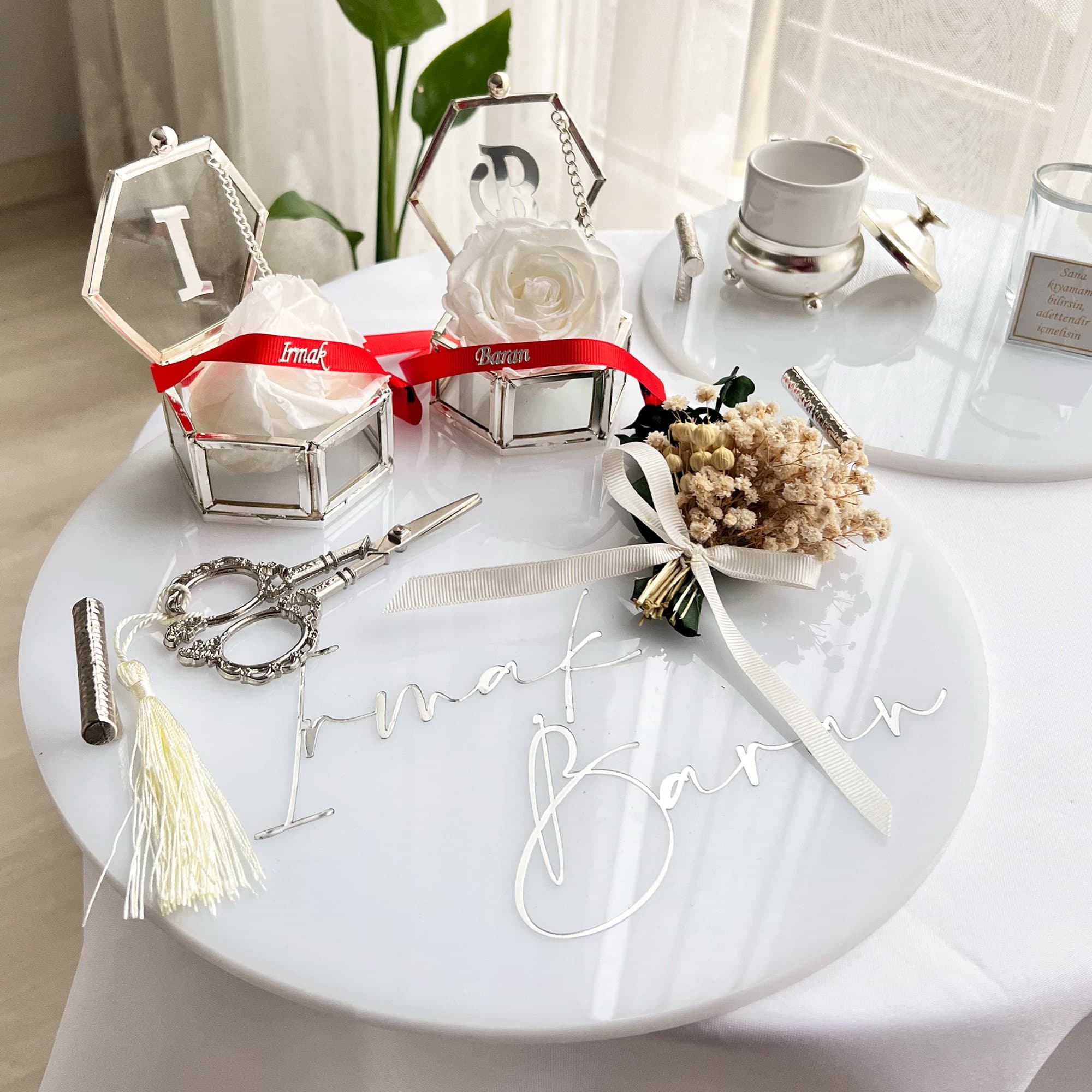 Personalized Nikkah Ring Plate Set, Islamic Wedding Decor