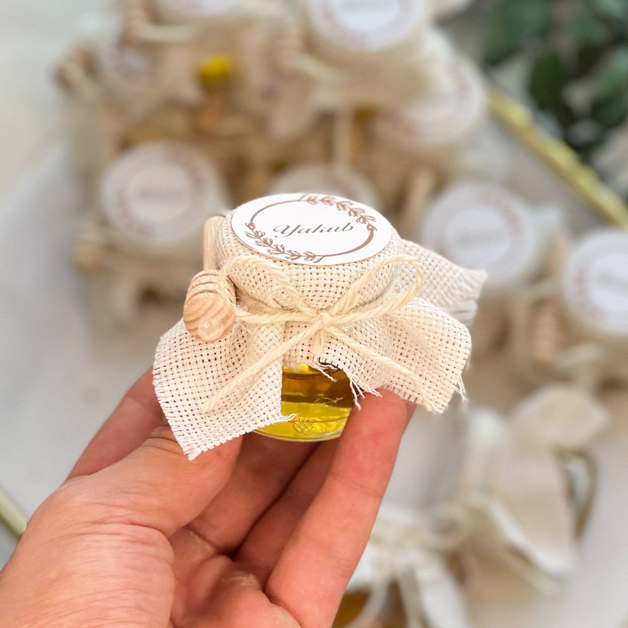 Mini Honey Jar Favors, Wooden Honey Spoon, Wedding, Shower Gift