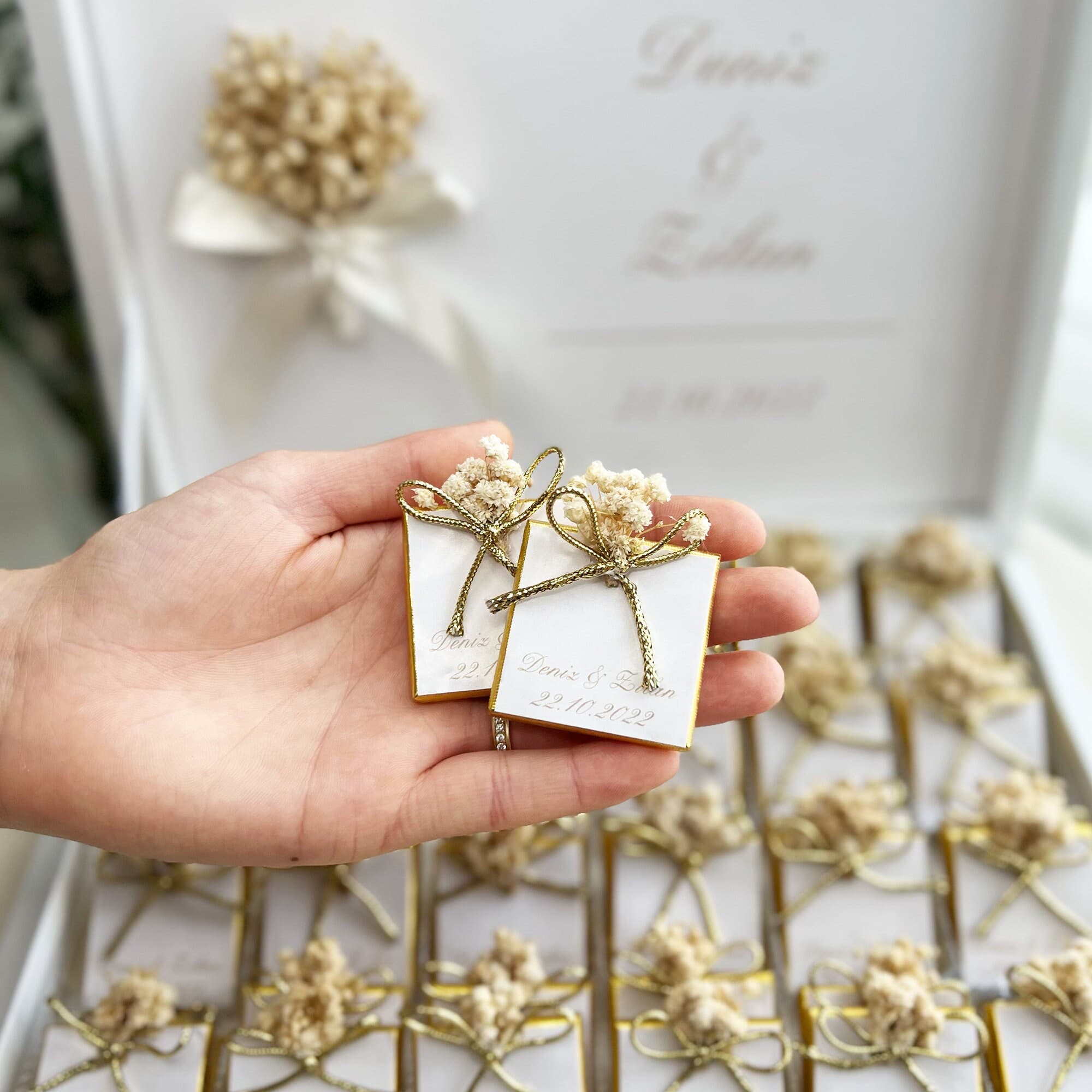 Personalized Chocolate Box with Bouquet, Wedding Party Favors - image 4