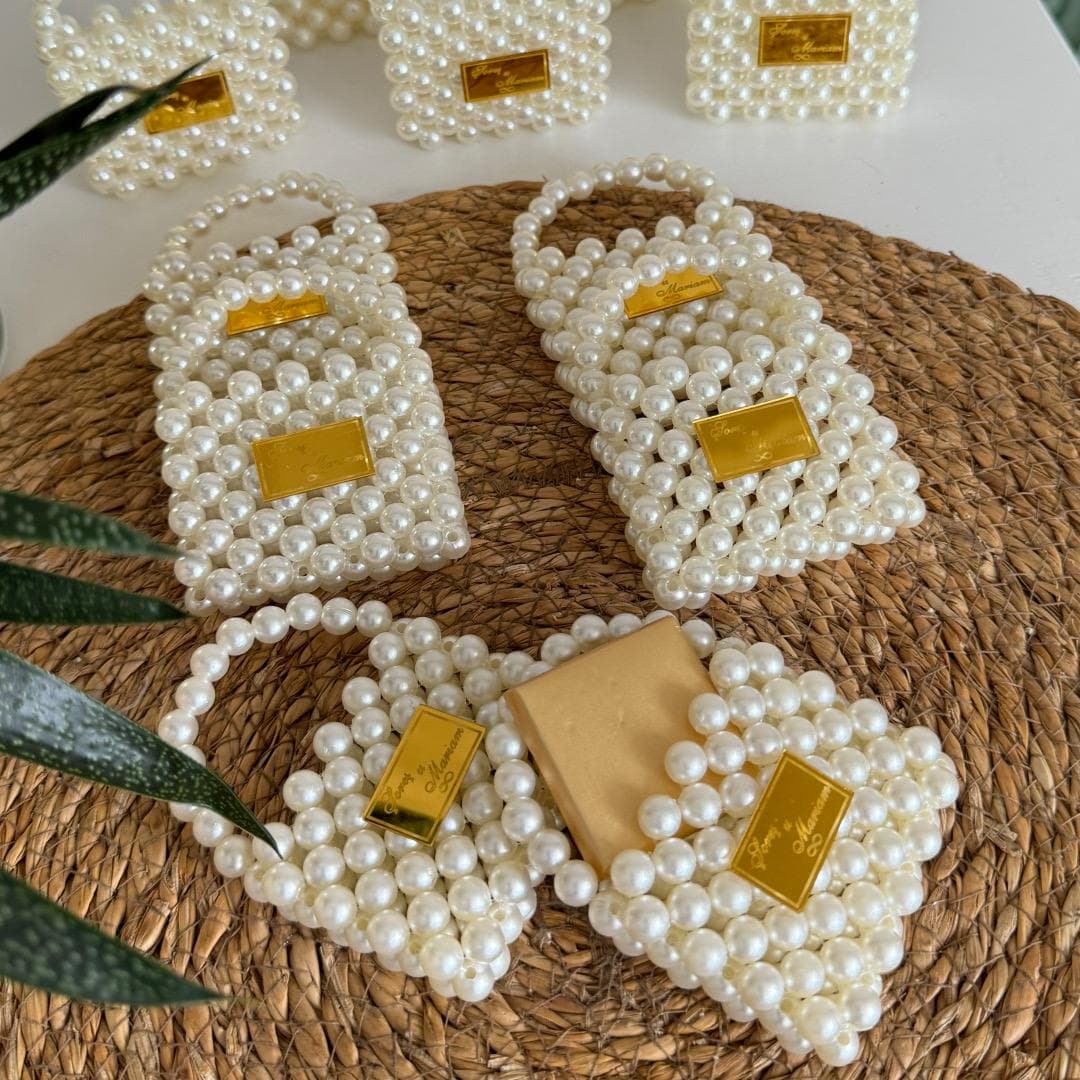 Handmade Miniature Pearl Favor Bag, Wedding Bridal Shower Gift - image 5
