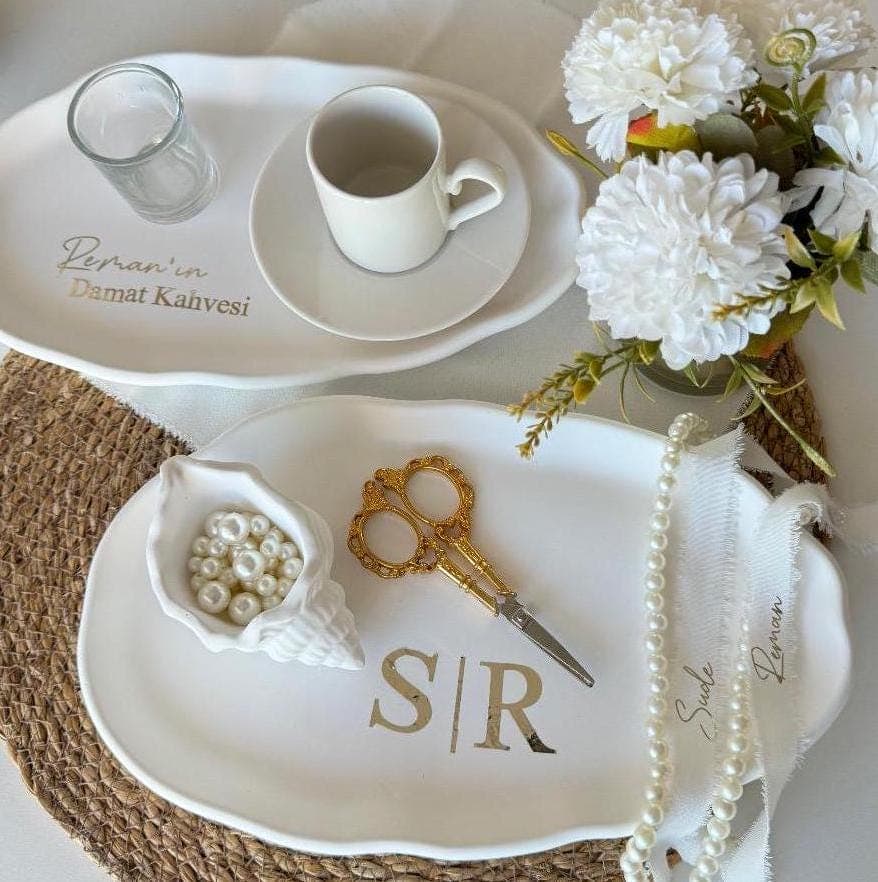 Personalized Nikkah Ring Tray Set, Islamic Wedding Gift, Engagement Tray (28cm)