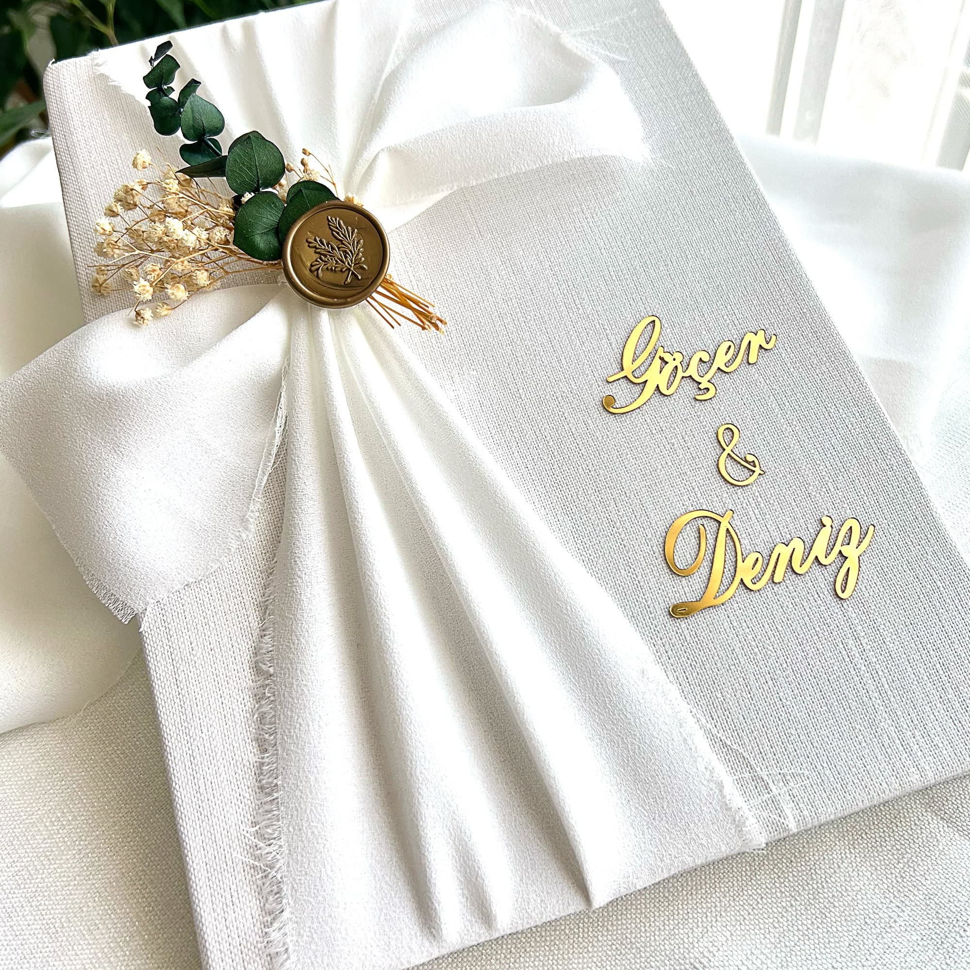 Personalized Linen Wedding Guest Book: Hard Cover Photo Album - image 4
