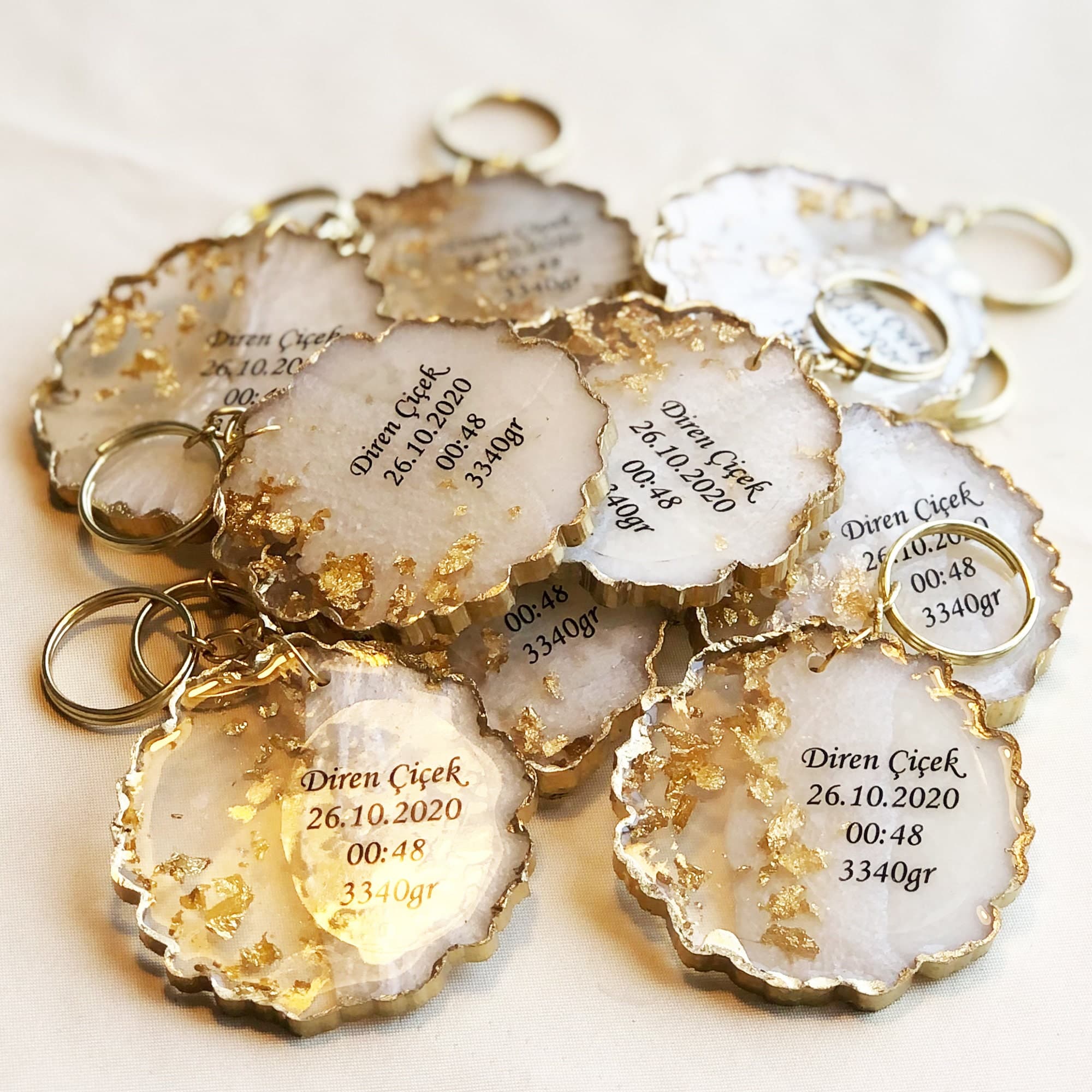 Personalized Epoxy Keychain: Baby Stats, Wedding Favor - image 3