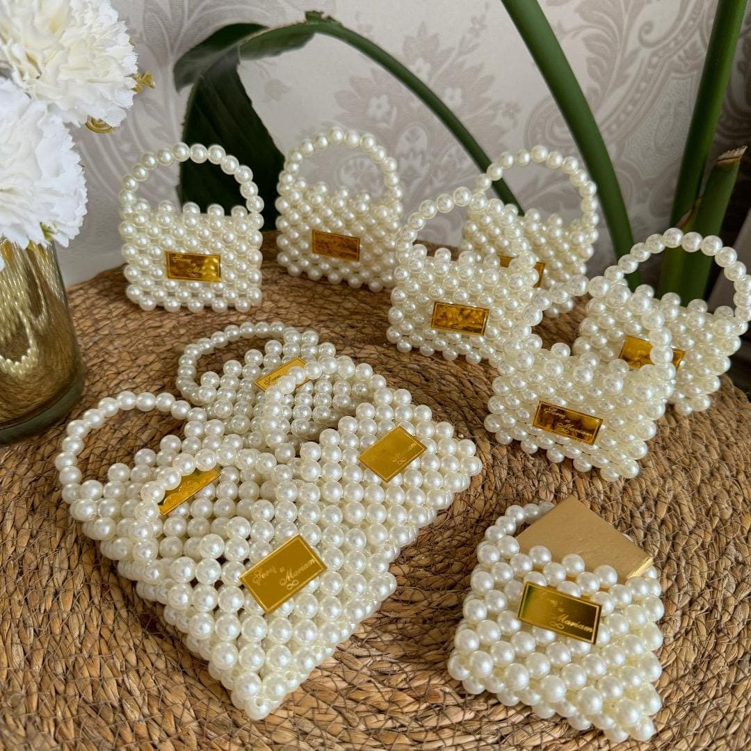Handmade Miniature Pearl Favor Bag, Wedding Bridal Shower Gift - image 3