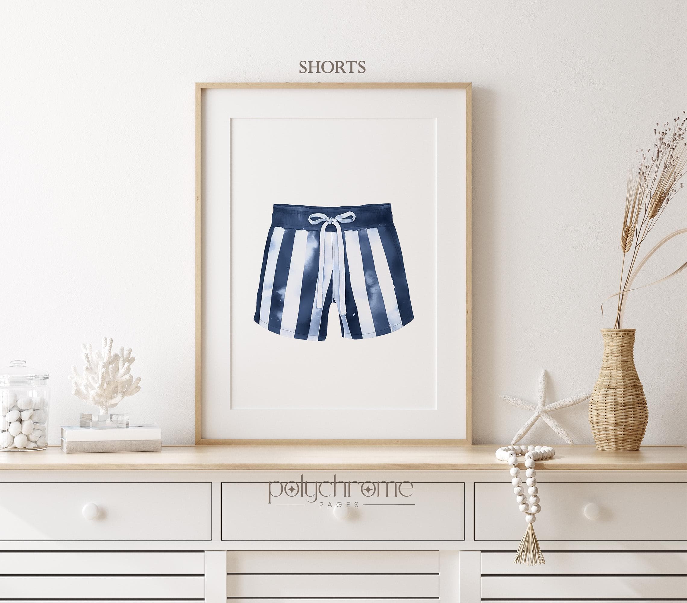 Striped Blue and White Painted Swimsuits Lake House Art, Hale Navy Wall Art, Laundry Room Decor | Paper Print Wall Art sizes 5x7 - 24x36 in - image 3