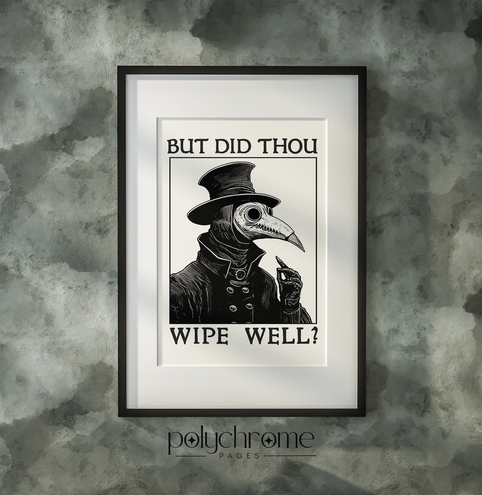 Plague Doctor Art - Wipe Well Funny Bathroom Art Medieval Painting, Renaissance Funny Art Bathroom Decor | Paper print sizes 5x7 - 24x36 in