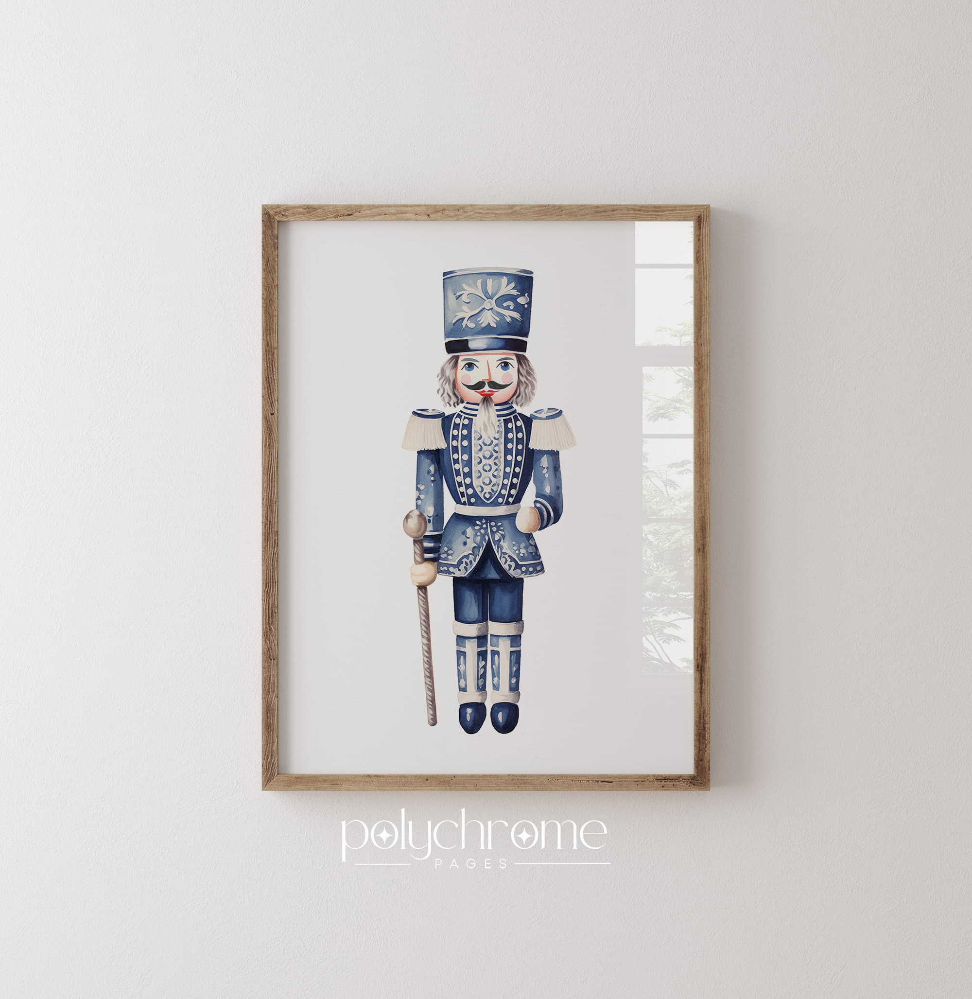 Nutcracker Ballet Chinoiserie Figurine, Hamptons Style Blue and White China Vintage Christmas Winter Decor 3 | Paper Prints 5x7 - 24x36 in - image 3