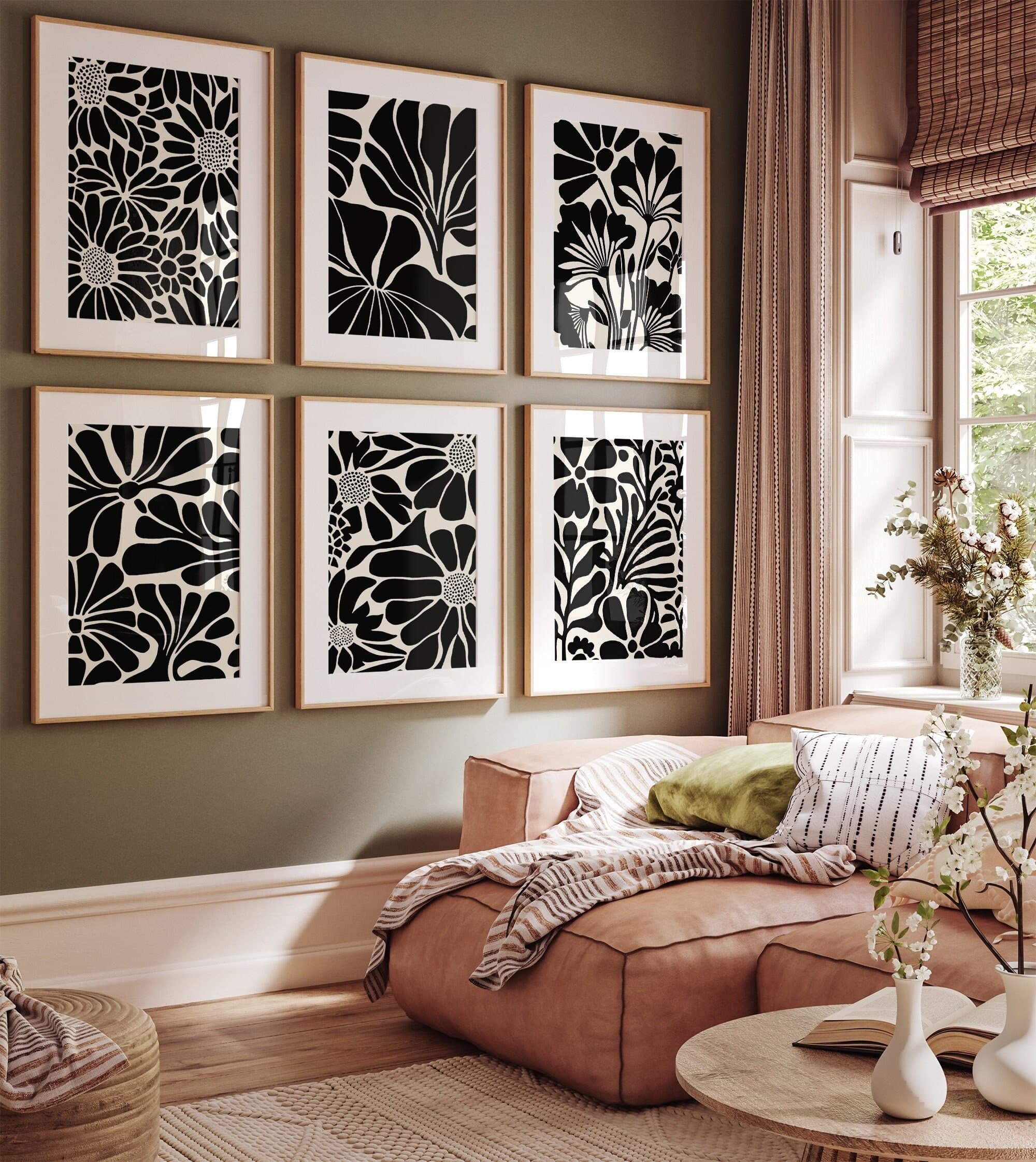 Minimal aesthetic black and white art - Flower illustration abstractionism artworks - Wall Art | Paper print sized 5x7 - 24x36 in