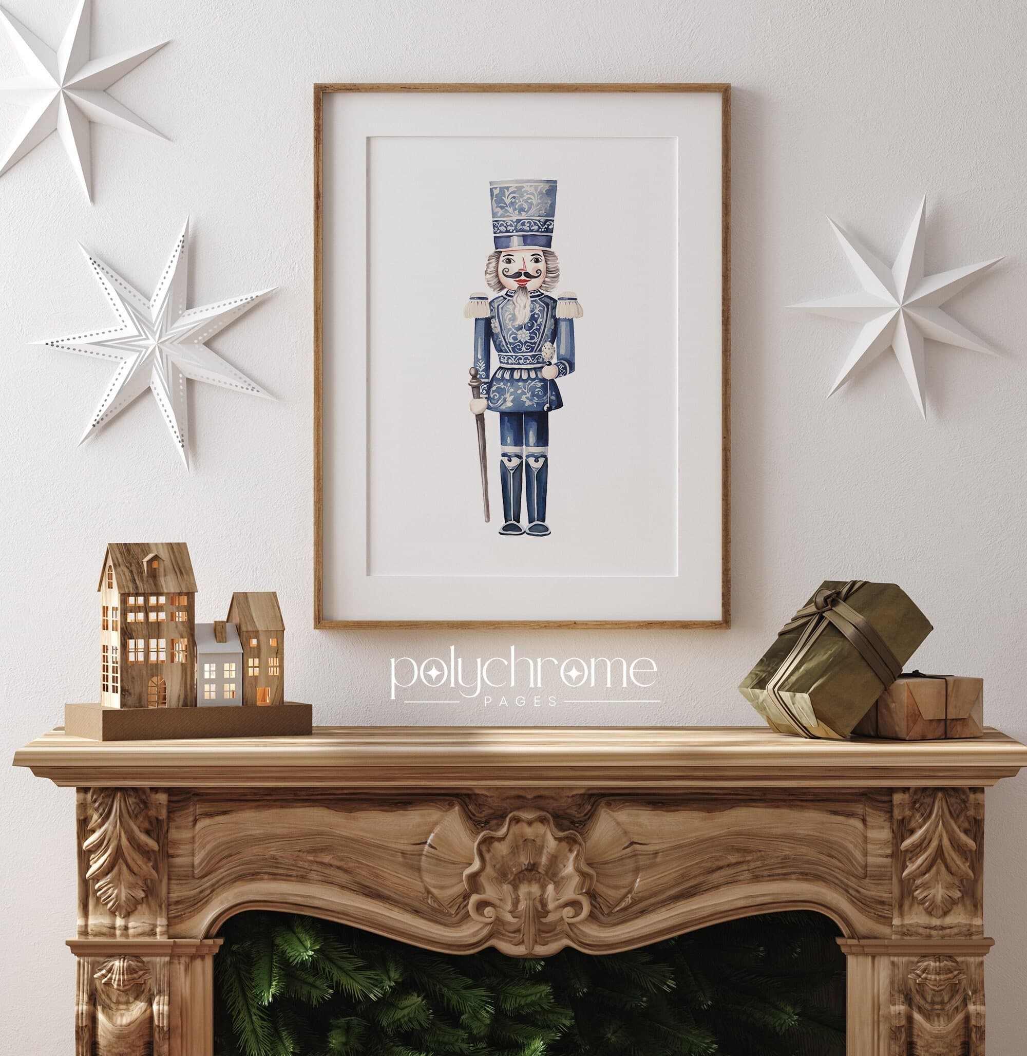 Nutcracker Ballet Chinoiserie Figurine, Hamptons Style Blue and White China Vintage Christmas Winter Decor 1 | Paper Prints 5x7 - 24x36 in