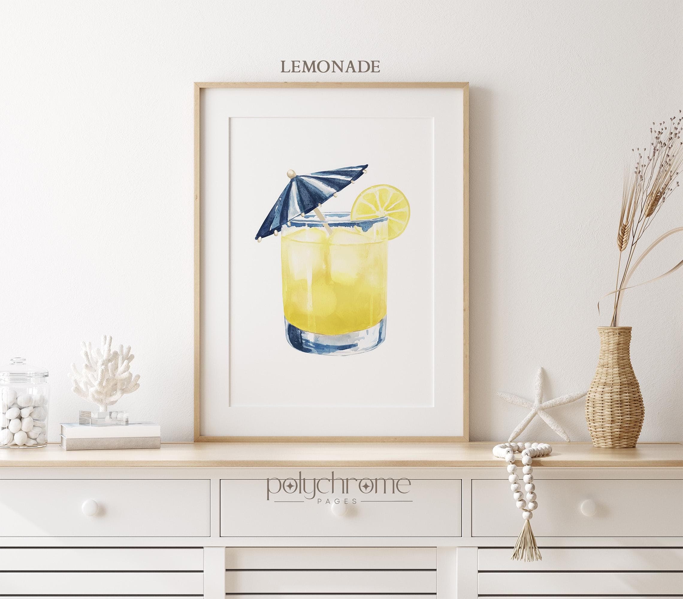 Lemonade, Beach Bag, Ice Pops Summer Accessories in Blue and Yellow, Vacation Beach Picnic, Coastal Pool Bathroom Art, Prints 5x7 - 24x36 in - image 3