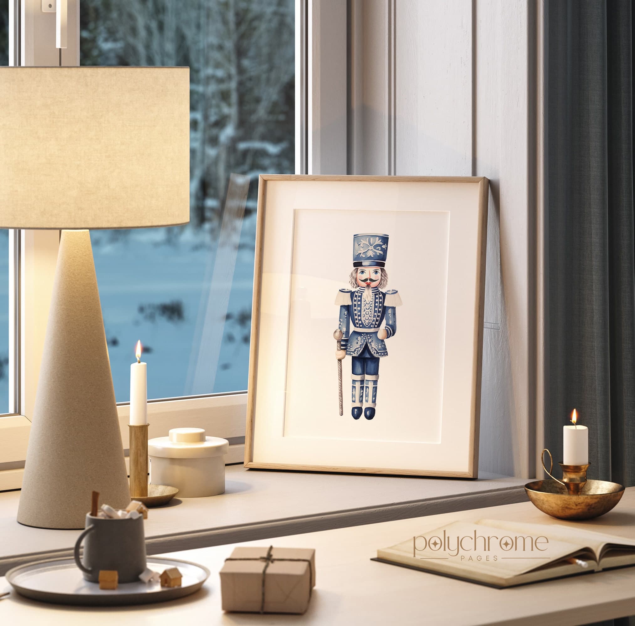 Nutcracker Ballet Chinoiserie Figurine, Hamptons Style Blue and White China Vintage Christmas Winter Decor 3 | Paper Prints 5x7 - 24x36 in - image 4