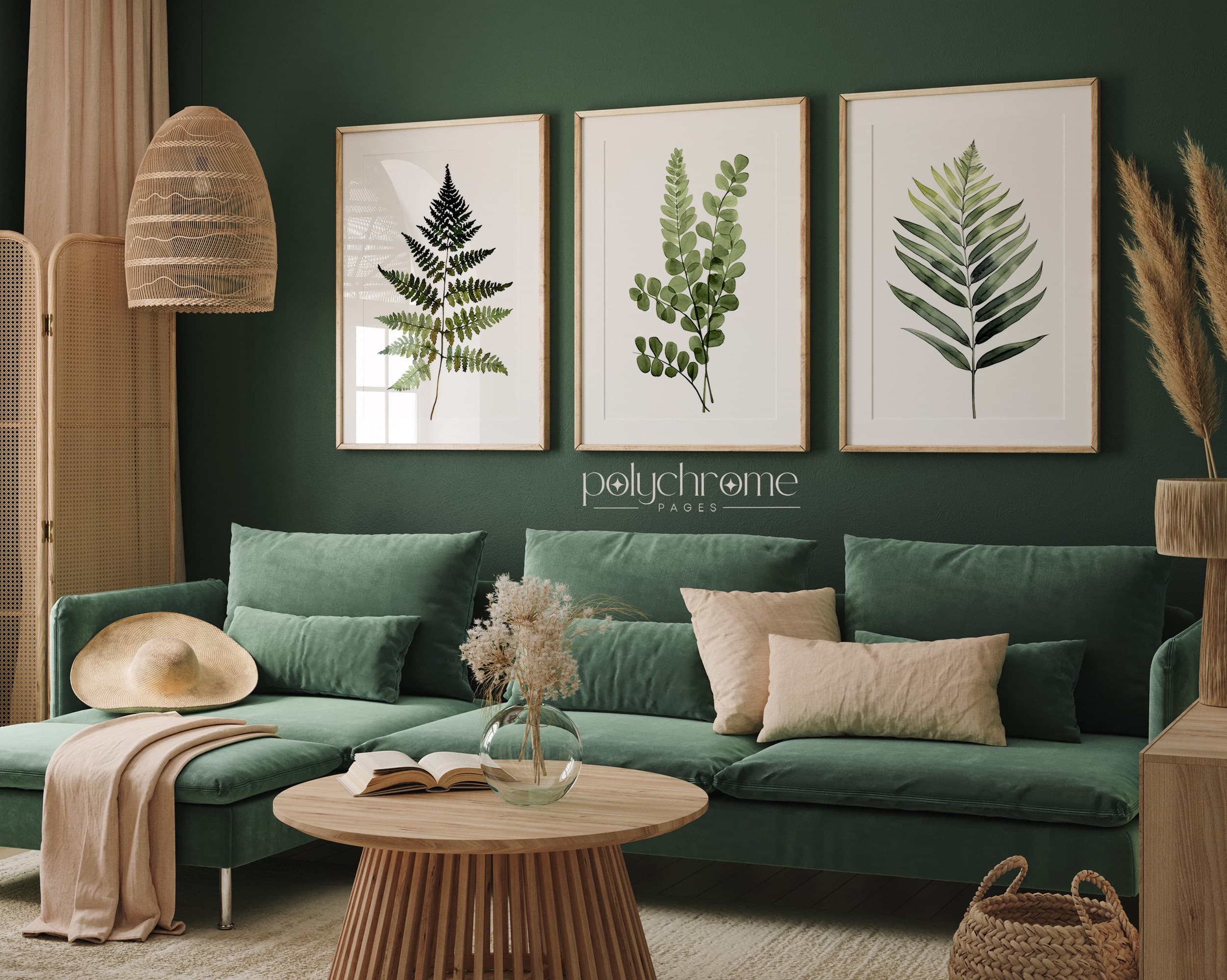 Fern Watercolor Sage Green Aesthetic Forest Painting, Autumn Fall Winter Master Bedroom Decor Wall Art | Paper Prints 5x7 - 24x36 in - image 3