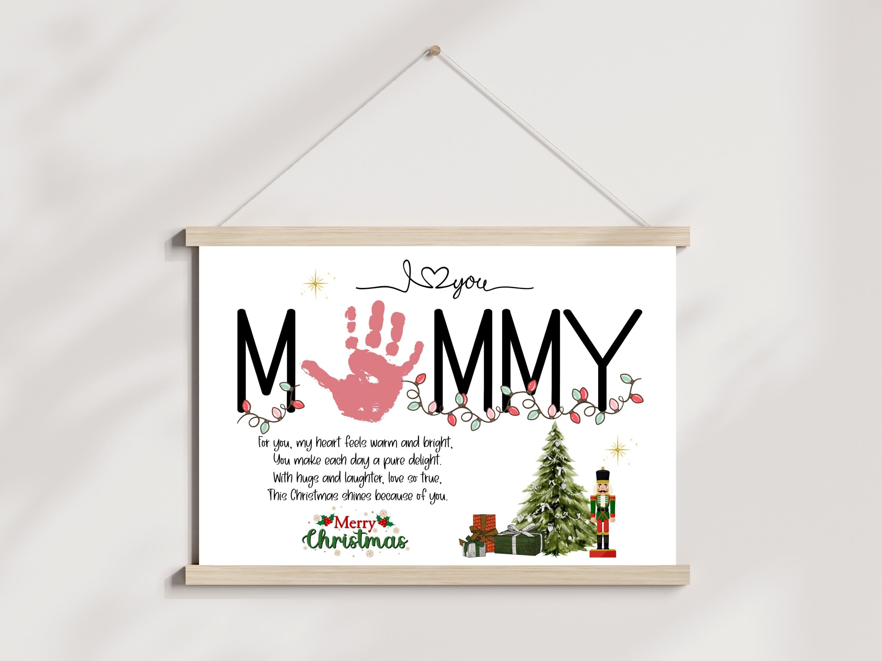 Christmas Handprint Poem Printable DIY Art Craft for Kids, Mommy Keepsake Gift from Baby Toddler Holiday Present Xmas Card Activity - image 4