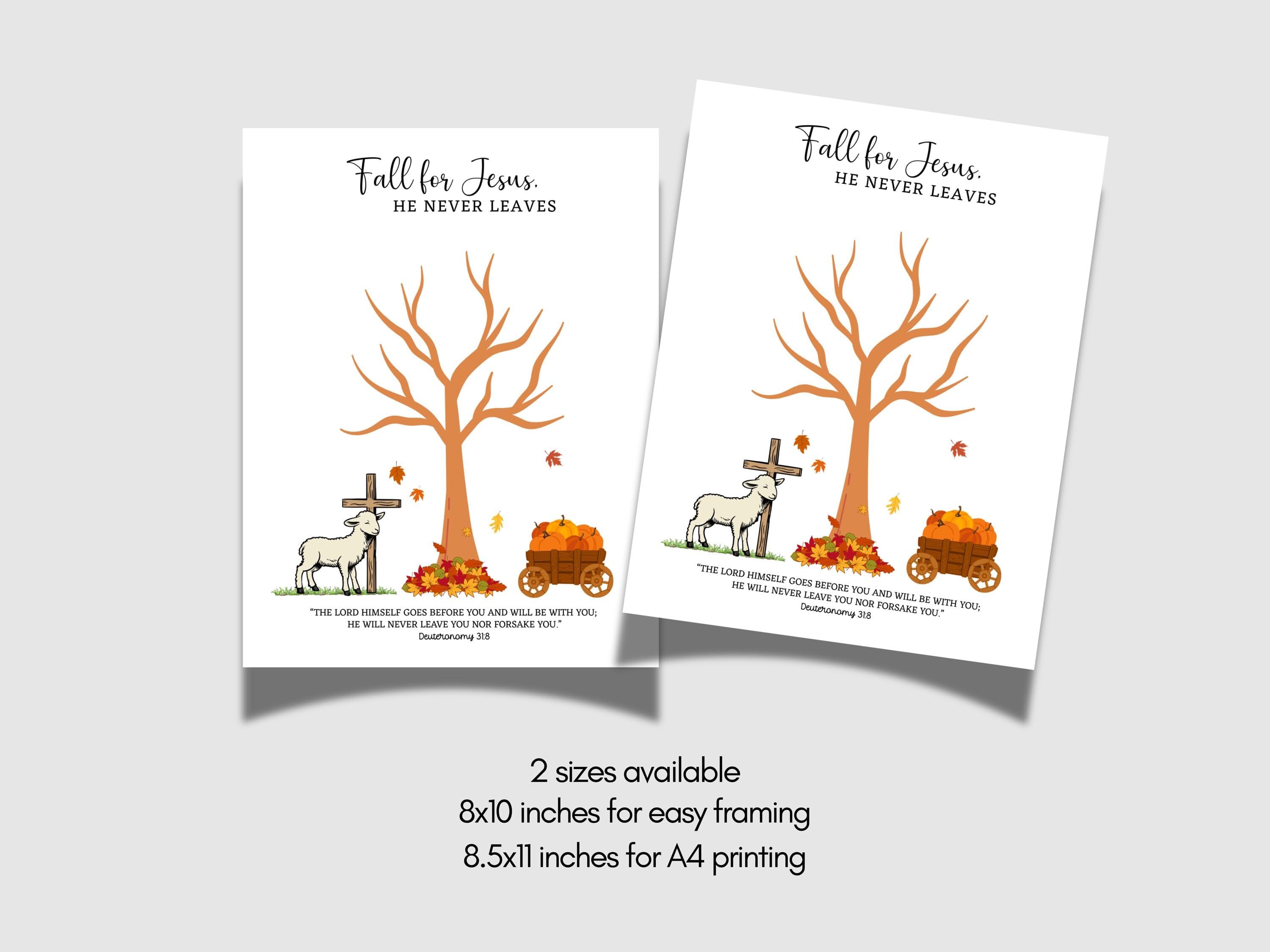 Fall For Jesus Christian Handprint Art Printable, Autumn Tree Craft Toddler Kids Preschool Sunday School Church Daycare Baby Infant Activity - image 5