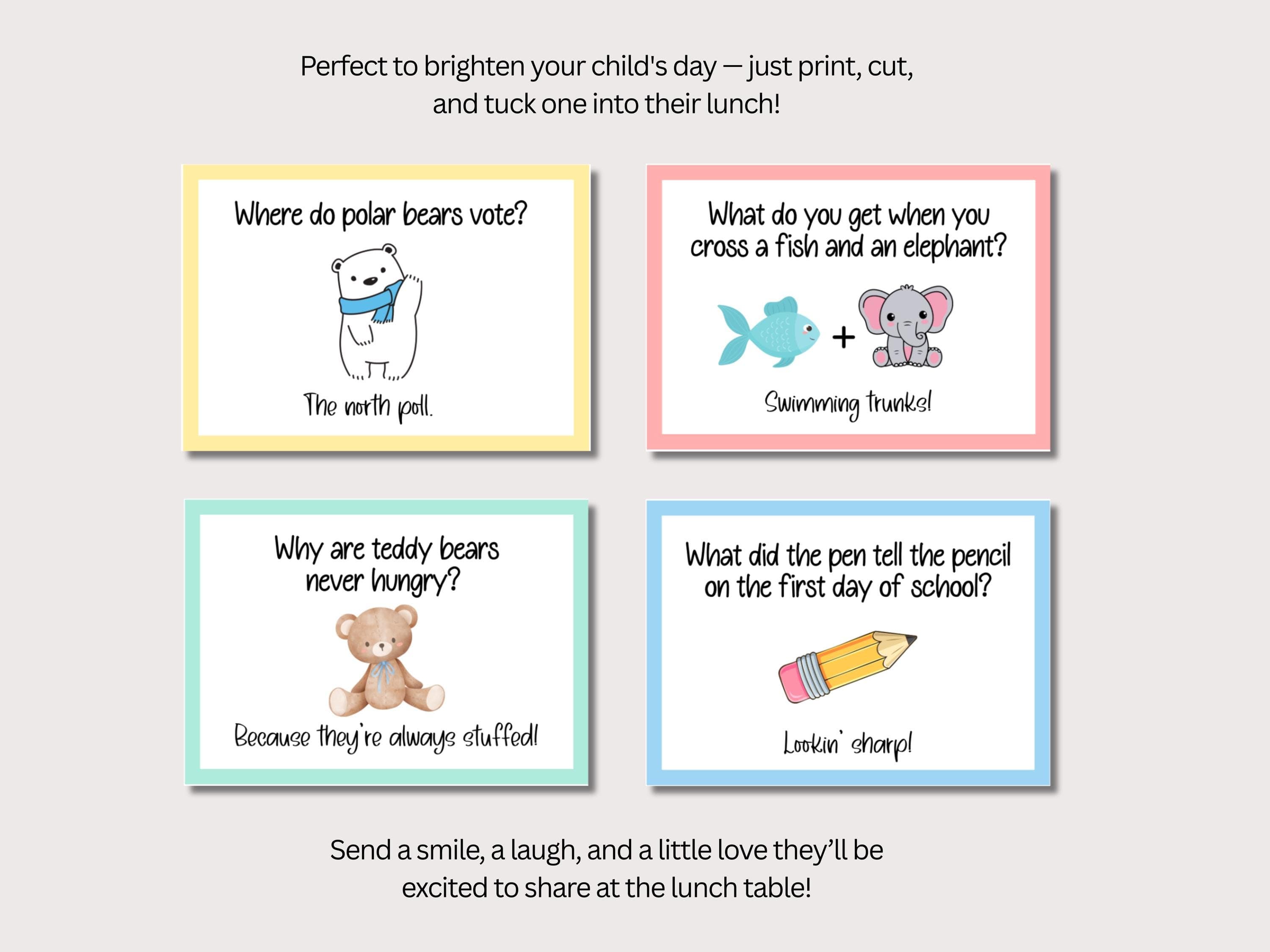 Lunchbox Jokes Cards for Kids Printable, Back to School Funny Lunch Box Notes Cute Teacher Resources Riddles Dad Jokes Digital PDF for Moms - image 3