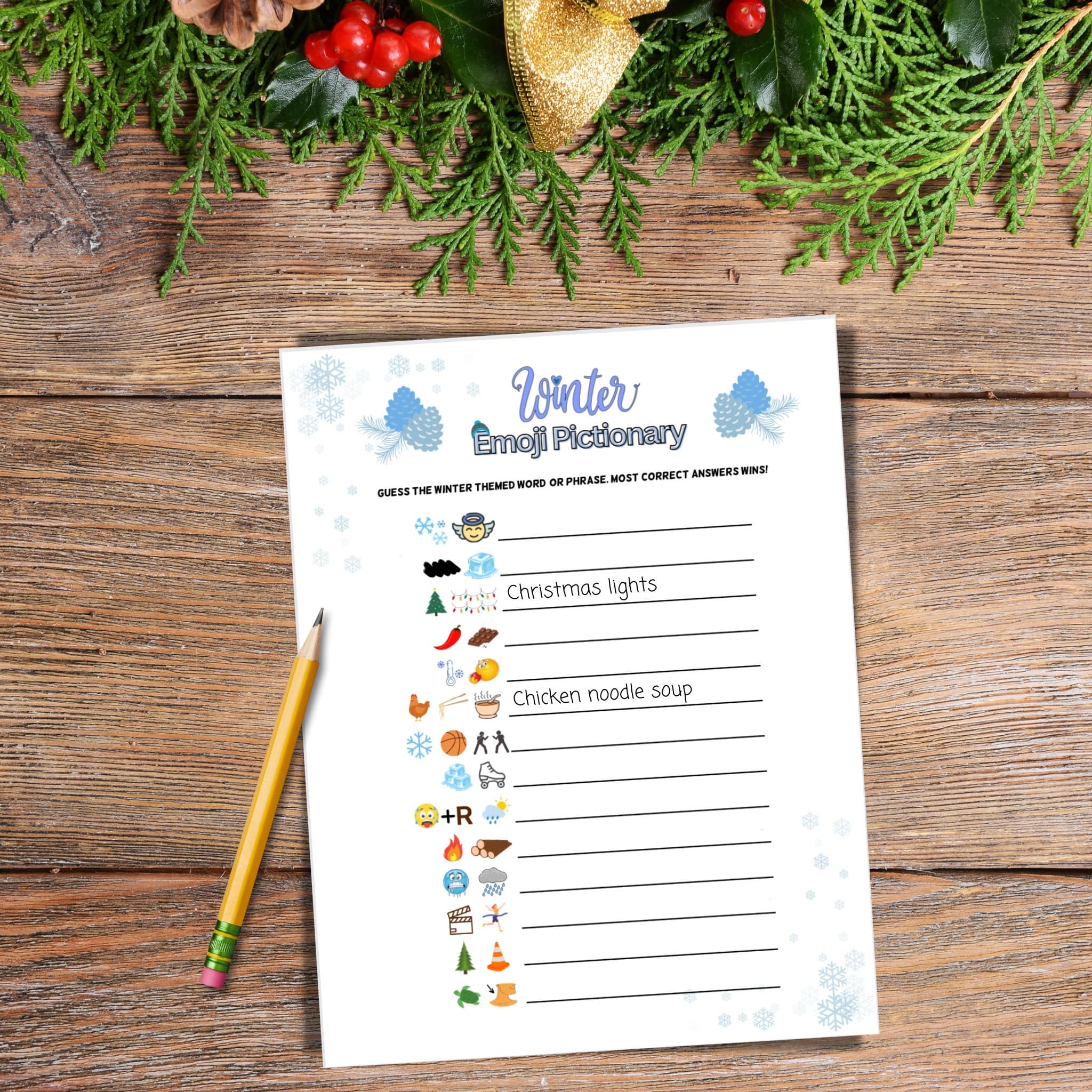 Winter Emoji Pictionary Game Printable, Holiday Party Games, Fun Winter Game, Winter Family Activity, For Kids & Adults, Christmas New Years - image 4