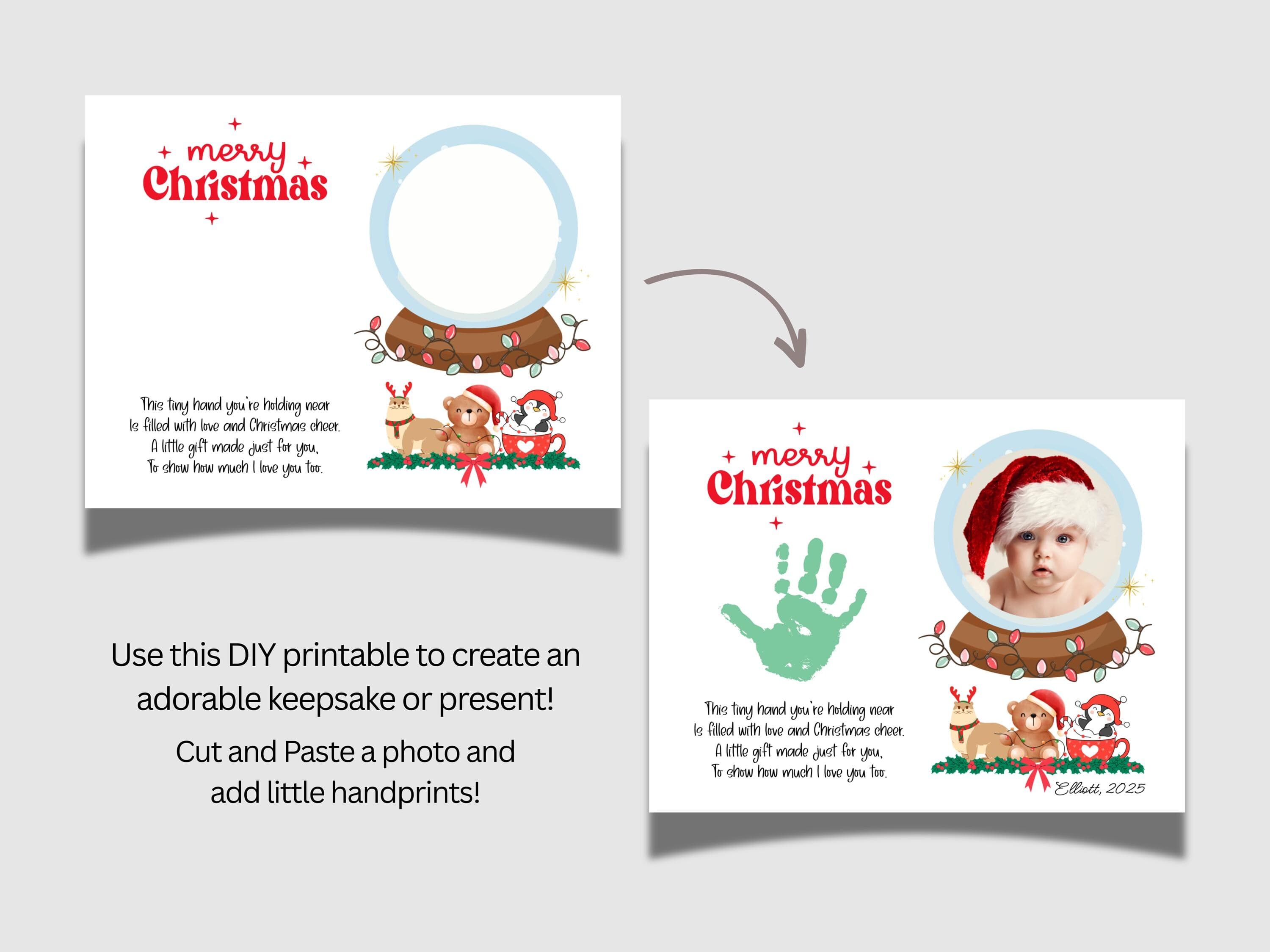 Christmas Poem Handprint Craft Printable for Kids, DIY Winter Photo Art Baby Toddler Daycare Preschool Holiday Card Keepsake - image 4