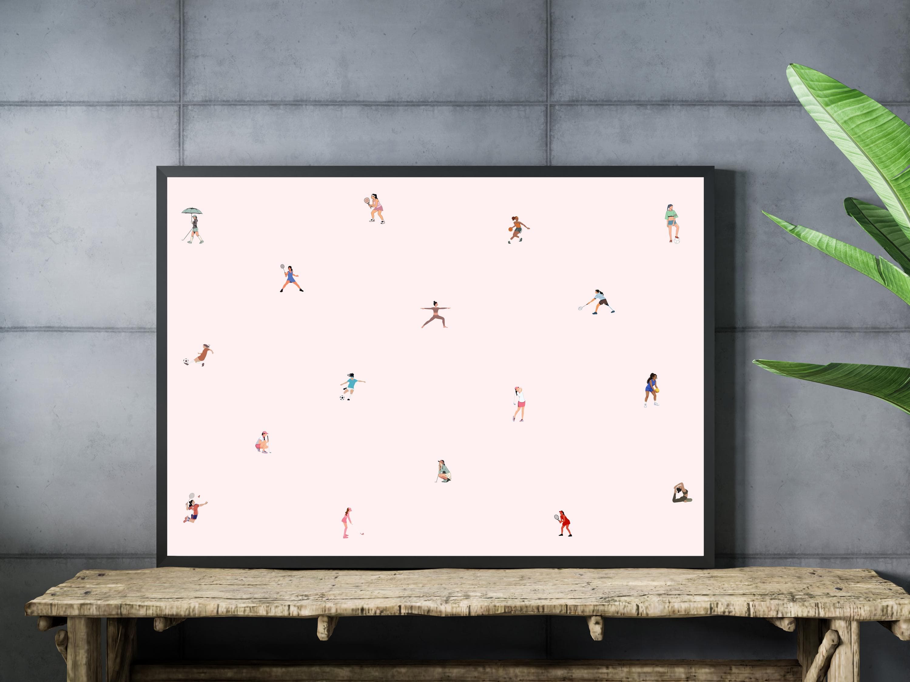 Women’s Sports Wall Art Print, Minimal Athlete Illustration Girls Room Office Decor Vintage Style Gift - image 3
