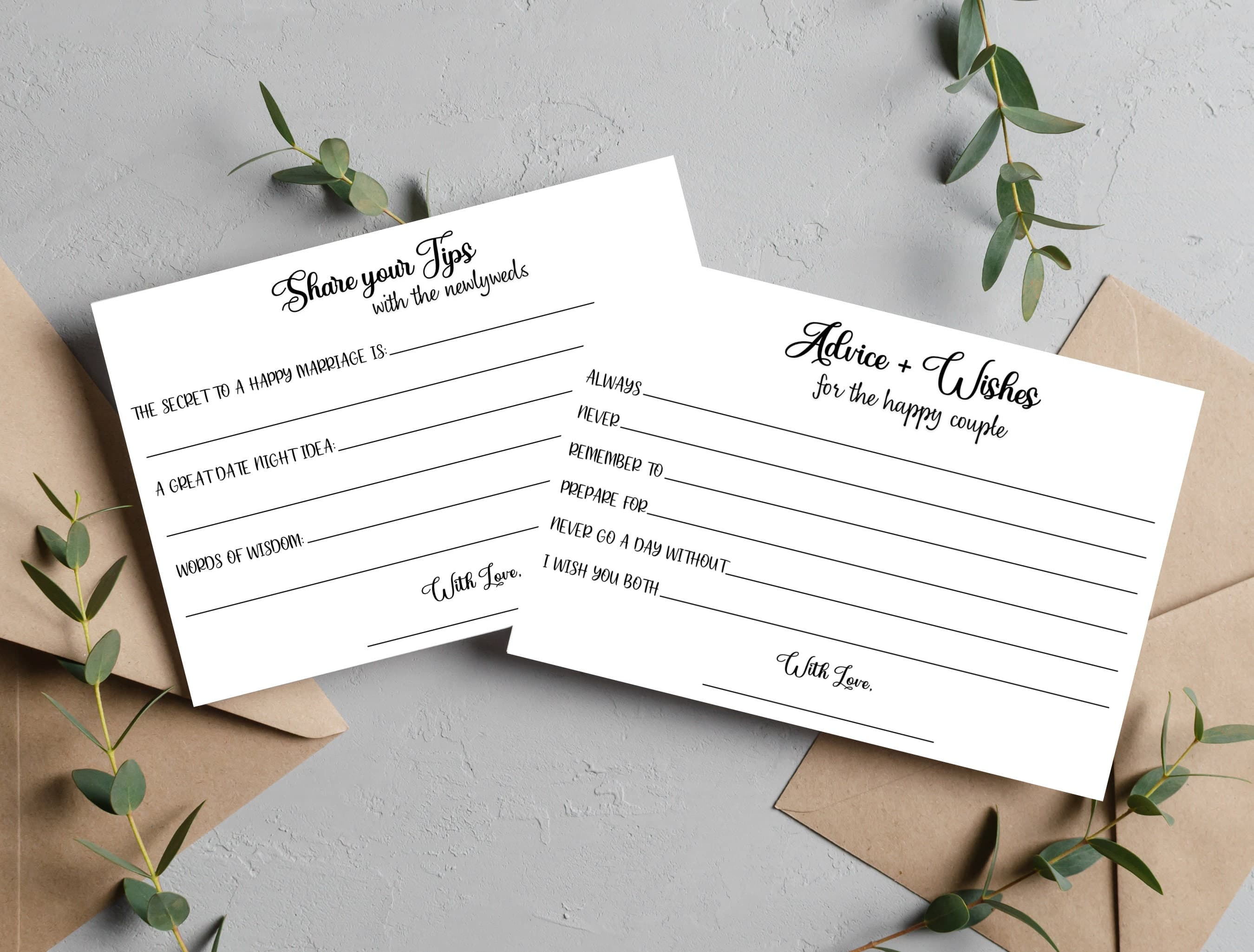 Wedding Advice Bride & Groom Well Wishes Card Printable, Minimalist Bridal Shower Party Game, Wedding Shower Couple Advice Tip Jar Sign - image 4