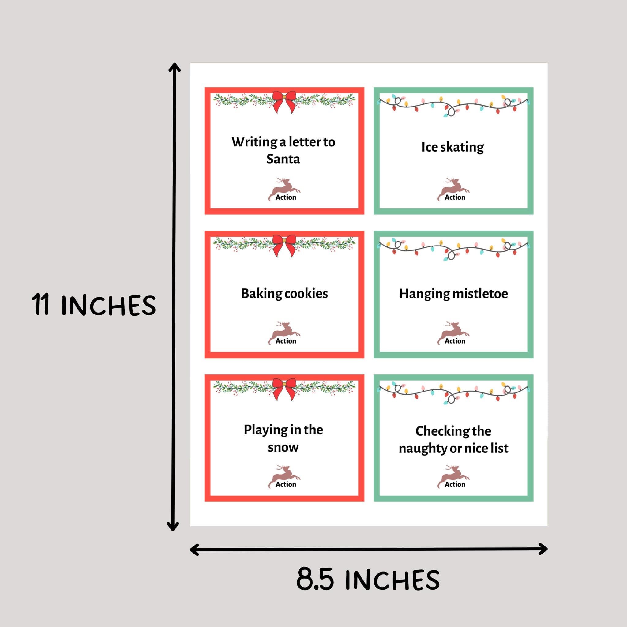 Christmas Charades Game Printable, Holiday Party Activity for Family, Adults and Kids, Office Party, Classroom Game, Xmas Pictionary Cards - image 5