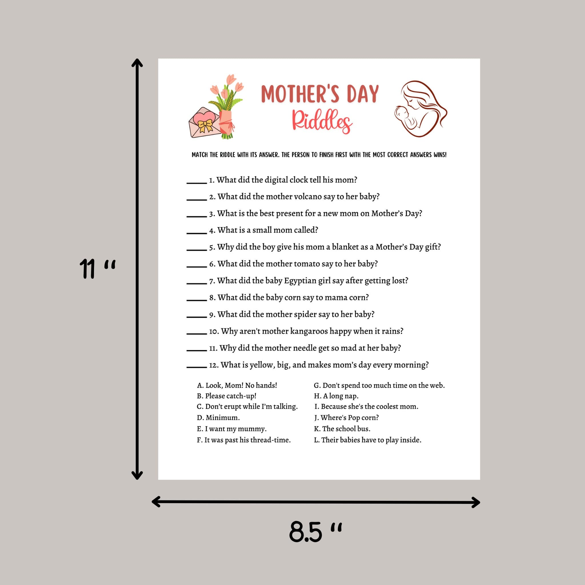 Mother's Day Games Bundle Printable, Mothers Day Game for Kids and Adults, Party Games, Family Games Night, Classroom Games, Mom Mama Trivia - image 4