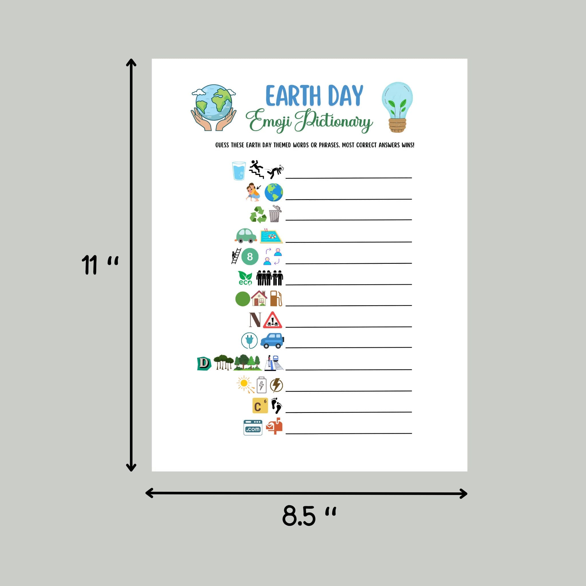 Earth Day Emoji Pictionary Game Printable, Party Game for Kids And Adults, Environmental Activity, Family Game, Classroom Game, Work Party - image 5