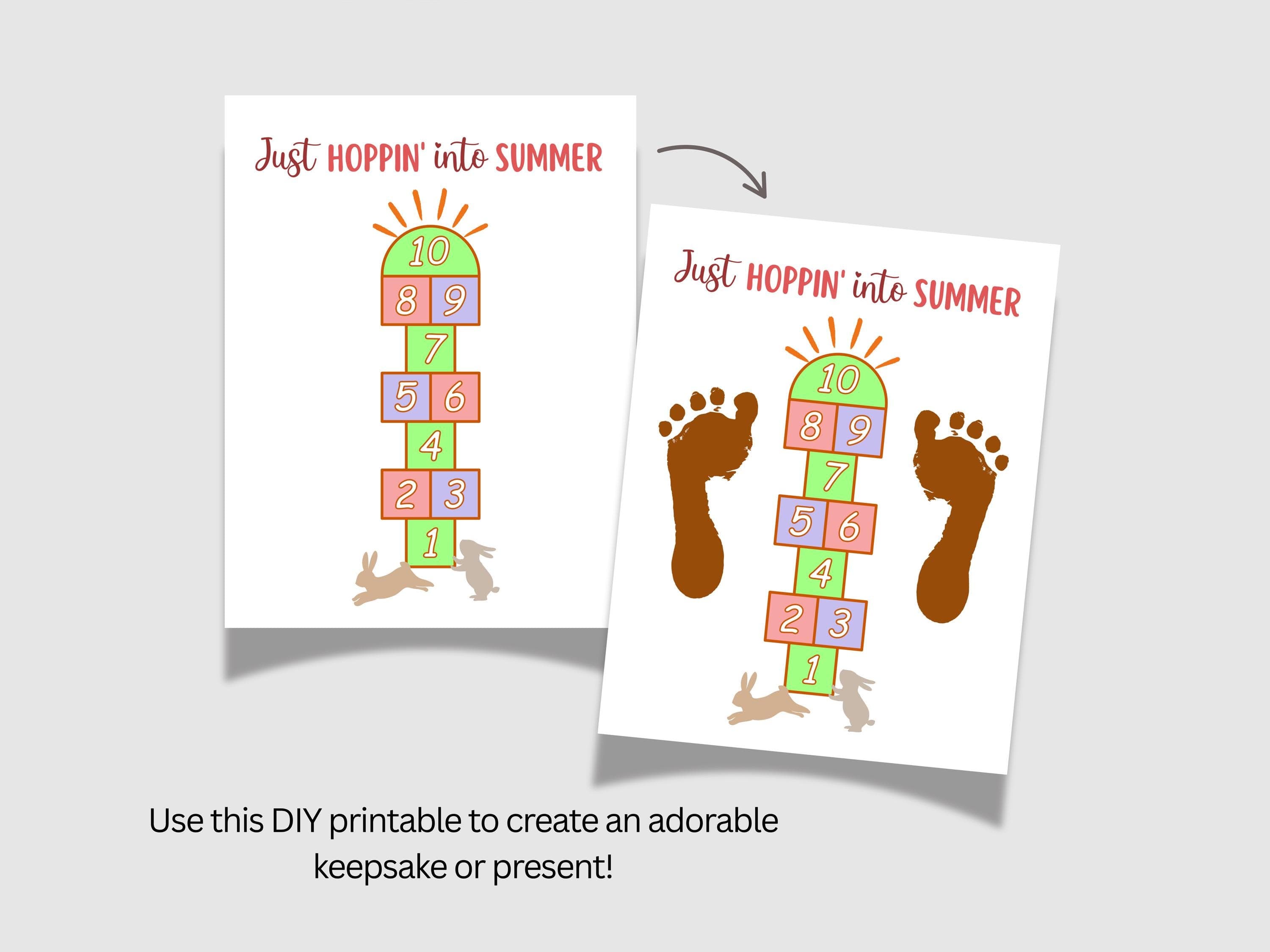 Summer Footprint Craft Printable, DIY Art Project for Kids Toddler Baby Preschool Daycare Pre K Activity Keepsake Easy Hand Feet Template - image 3