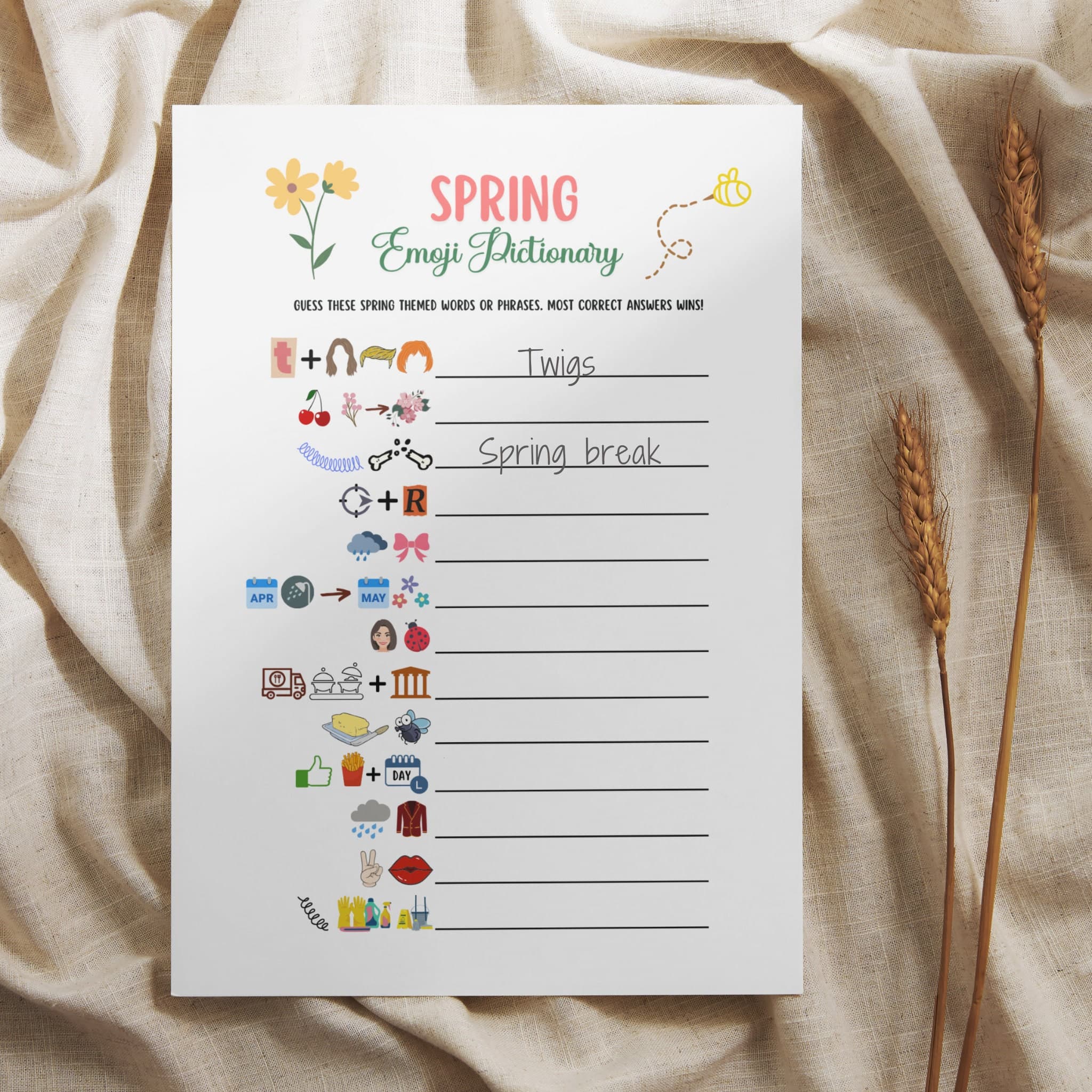 Spring Games Bundle Printable, Spring Party Games, Spring Activities Adults & Kids, Springtime Trivia, Fun Family Group Game, Classroom Game - image 4