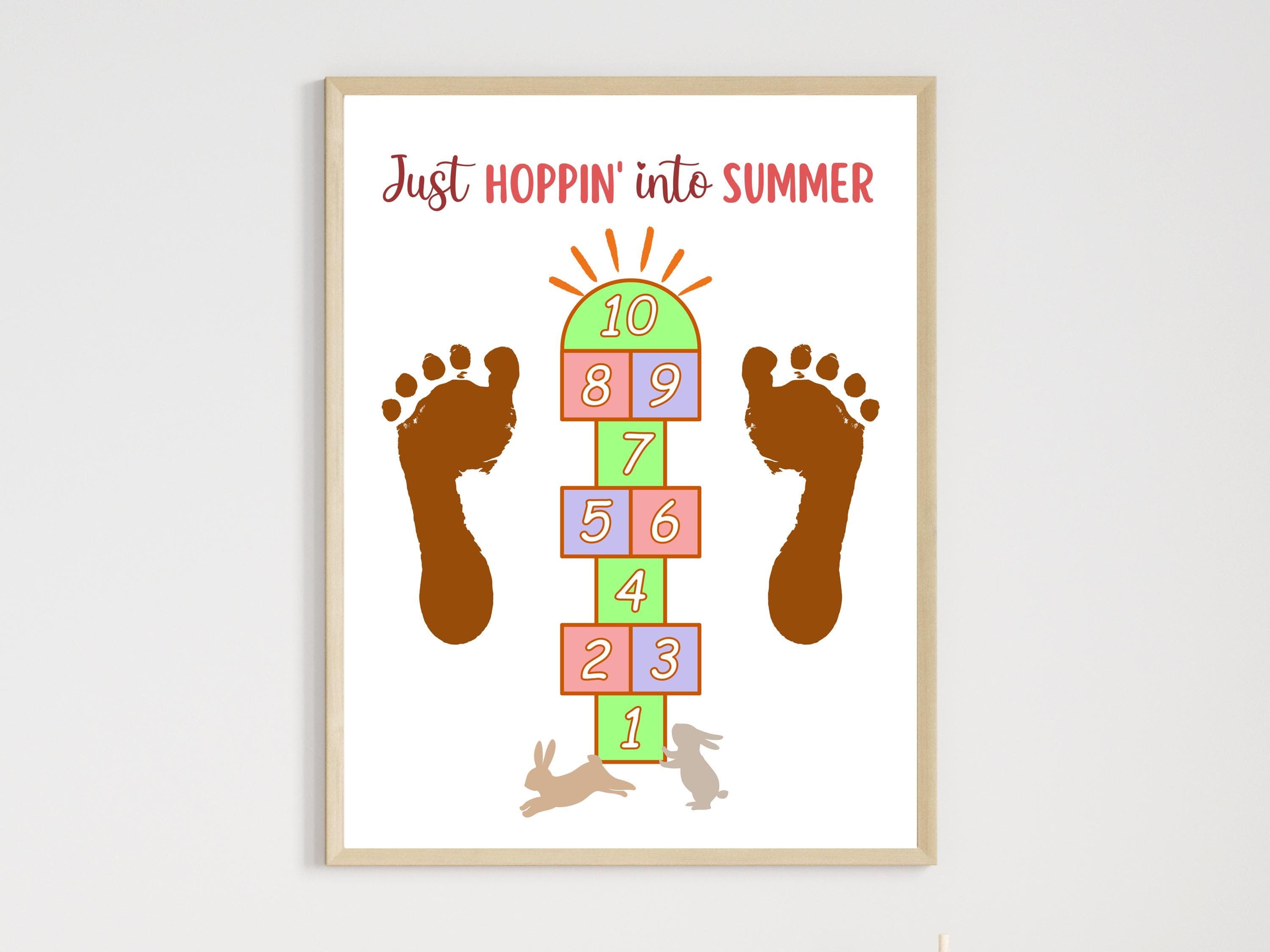 Summer Footprint Craft Printable, DIY Art Project for Kids Toddler Baby Preschool Daycare Pre K Activity Keepsake Easy Hand Feet Template