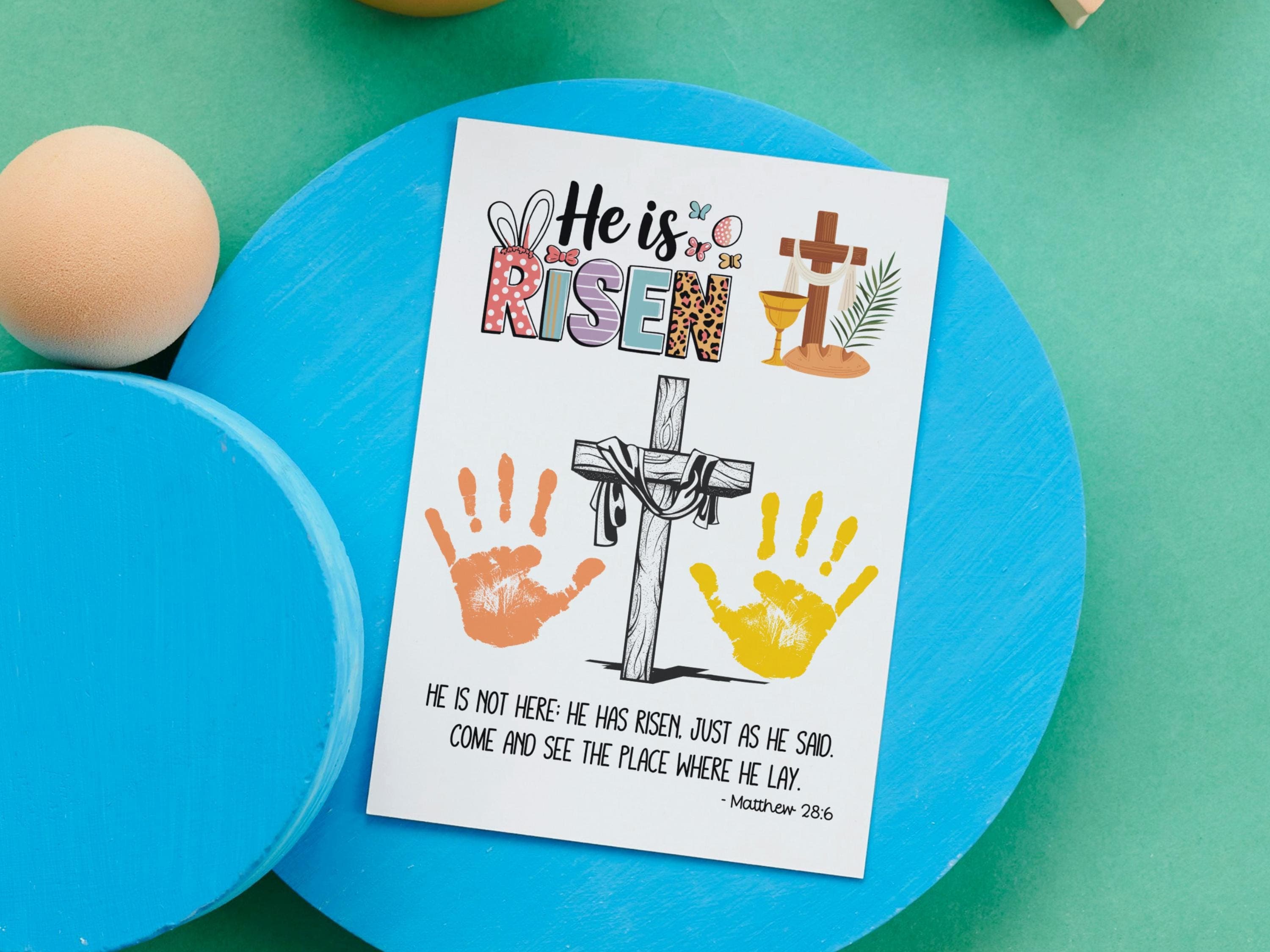 Jesus Is Risen Christian Easter Handprint Craft Printable Resurrection DIY Keepsake Art Kids Sunday School Church Preschool Toddler Activity - image 4