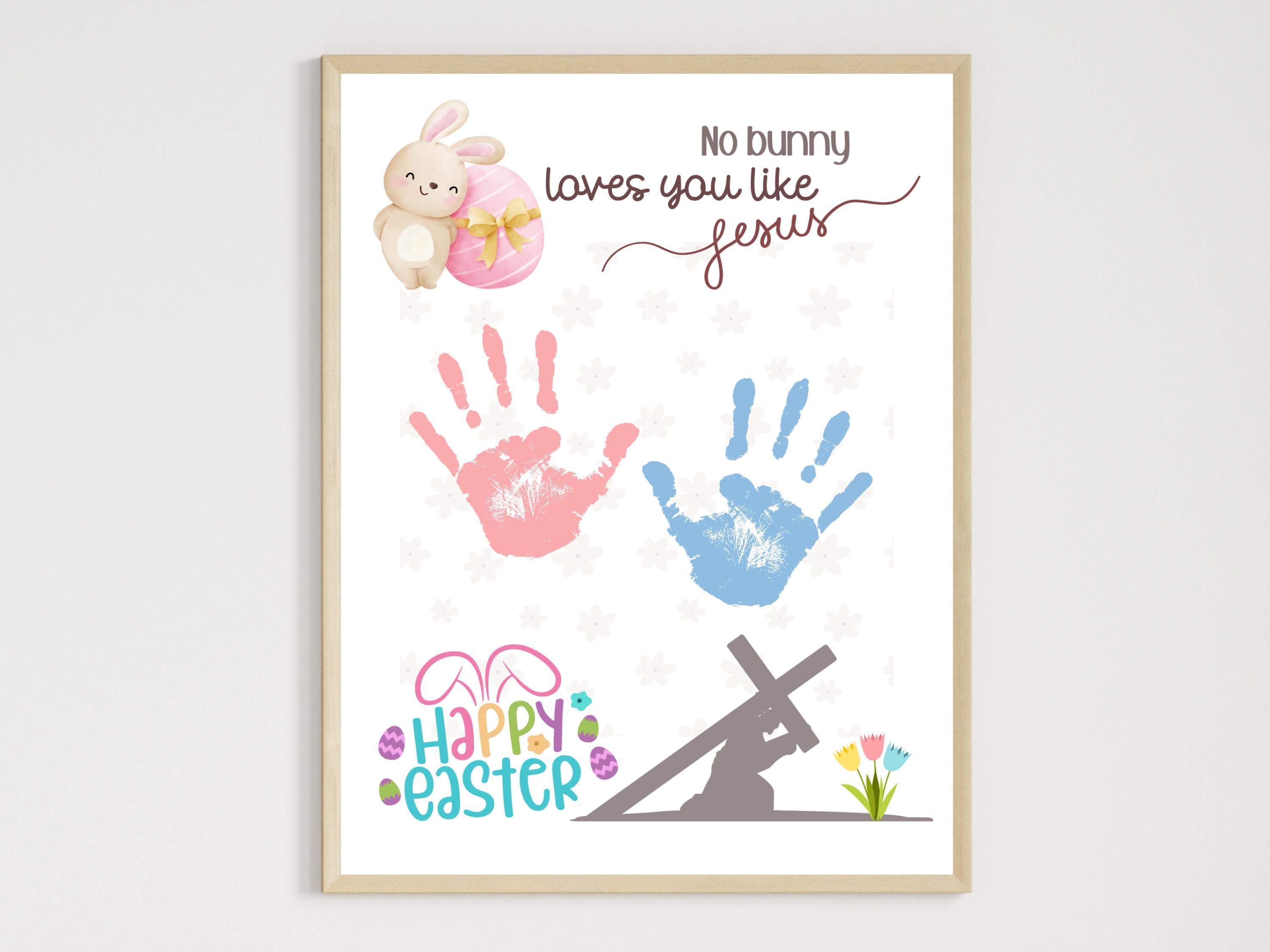 Happy Easter Handprint Craft Printable, DIY Gift Religious Christian Art for Kids Baby Toddler Sunday School Preschool Activity Homeschool