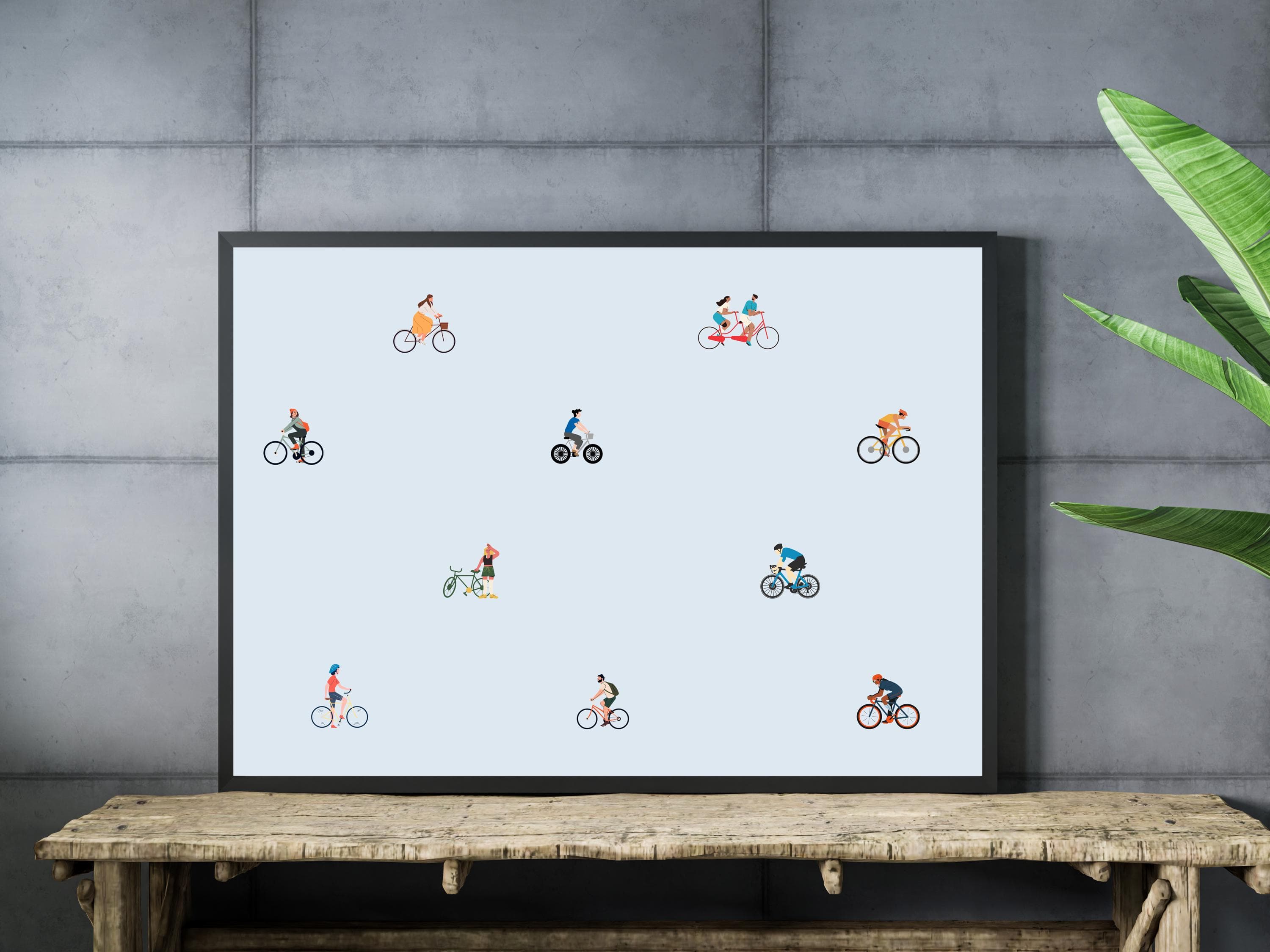 Personalized Cycling Wall Art Print, Minimal Rider Illustration Custom Gift, Sports Decor for Home Office