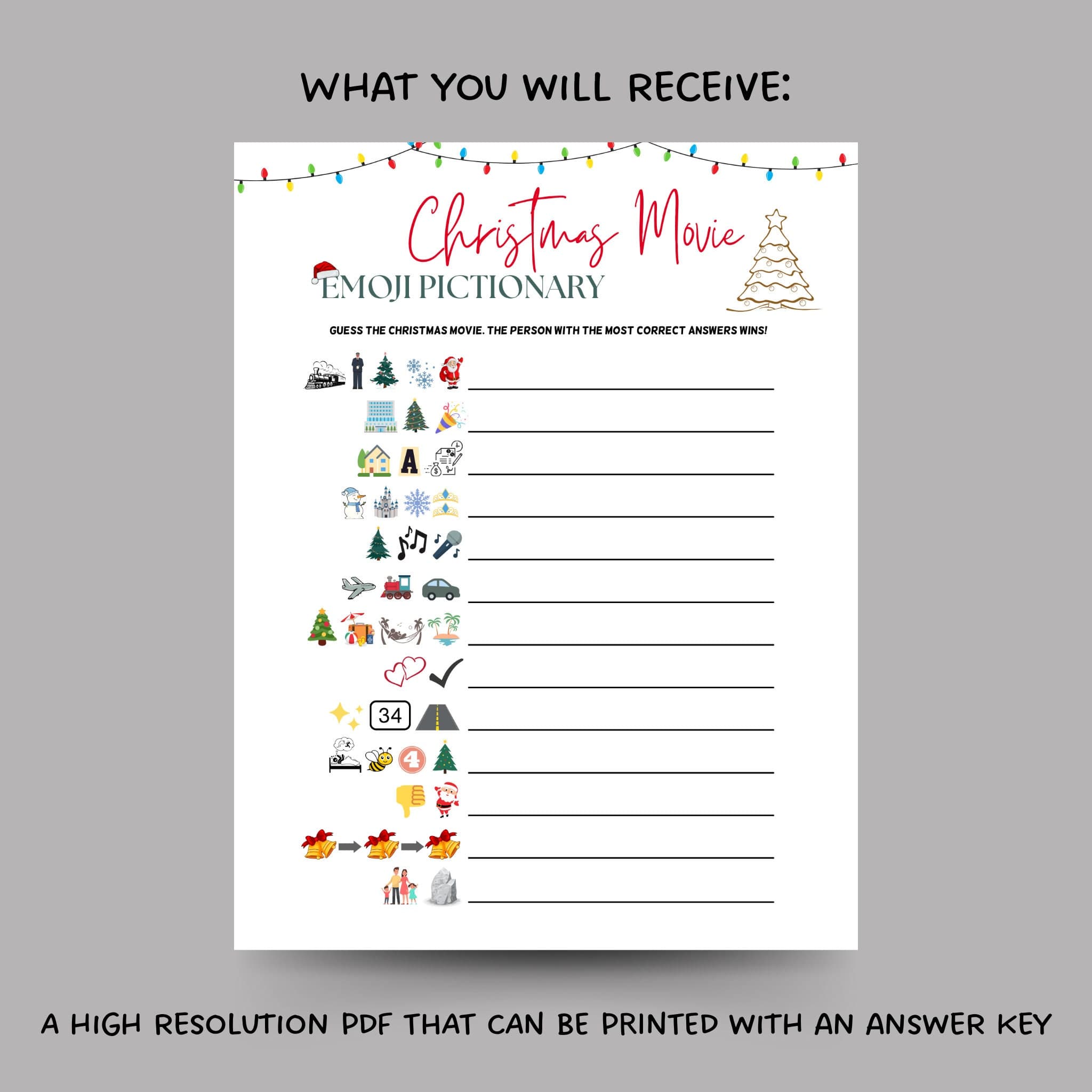 Christmas Movies Emoji Pictionary Printable, Christmas Emoji Game, Xmas Movie Emoji Game, Fun Holiday Game, Family Game, Office Party Game - image 3