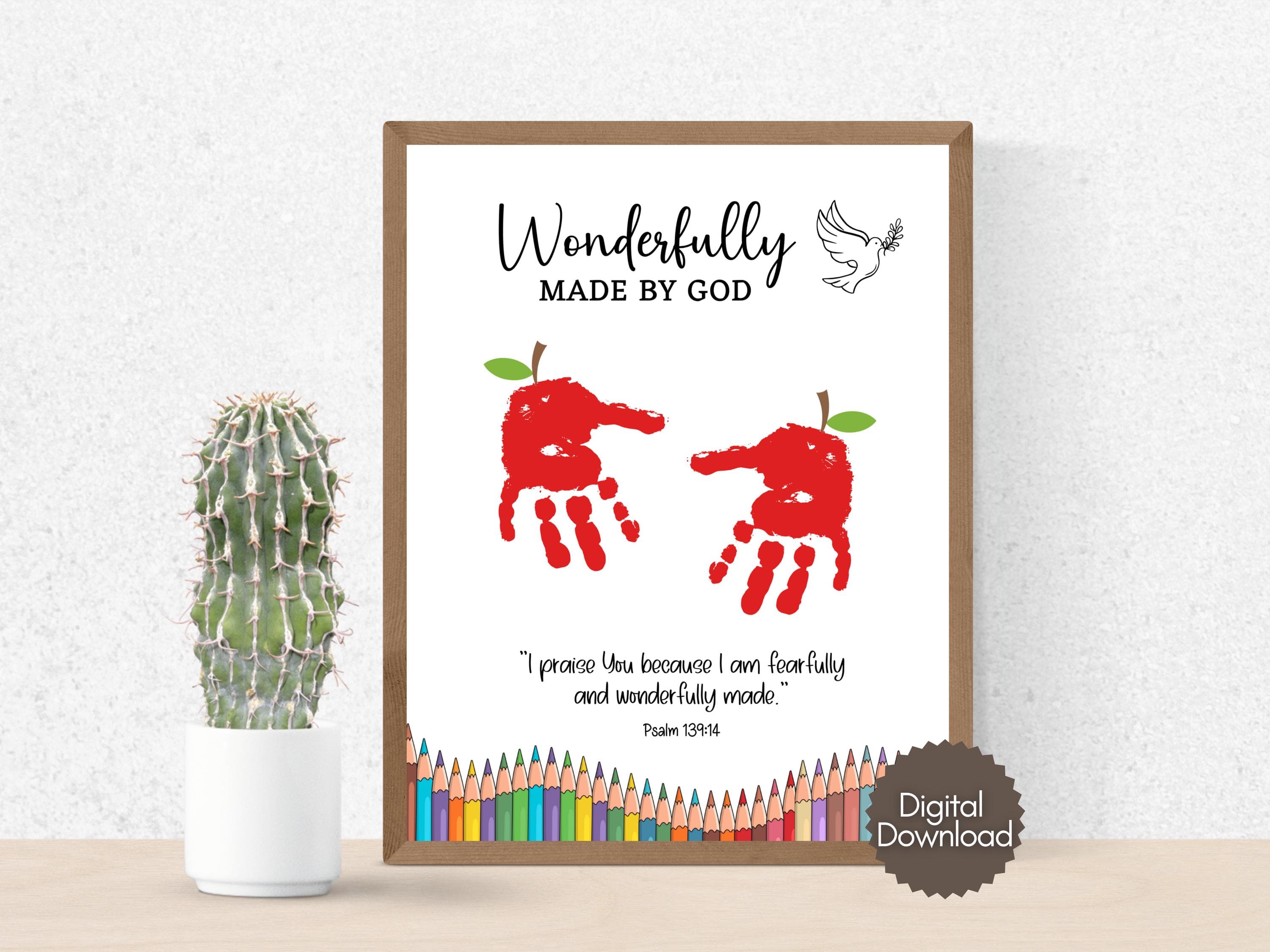 Christian Back to School Handprint Craft Printable, Fall Art Kids First Day Bible Activity, Preschool Sunday School Church Baby Keepsake LDS - image 4