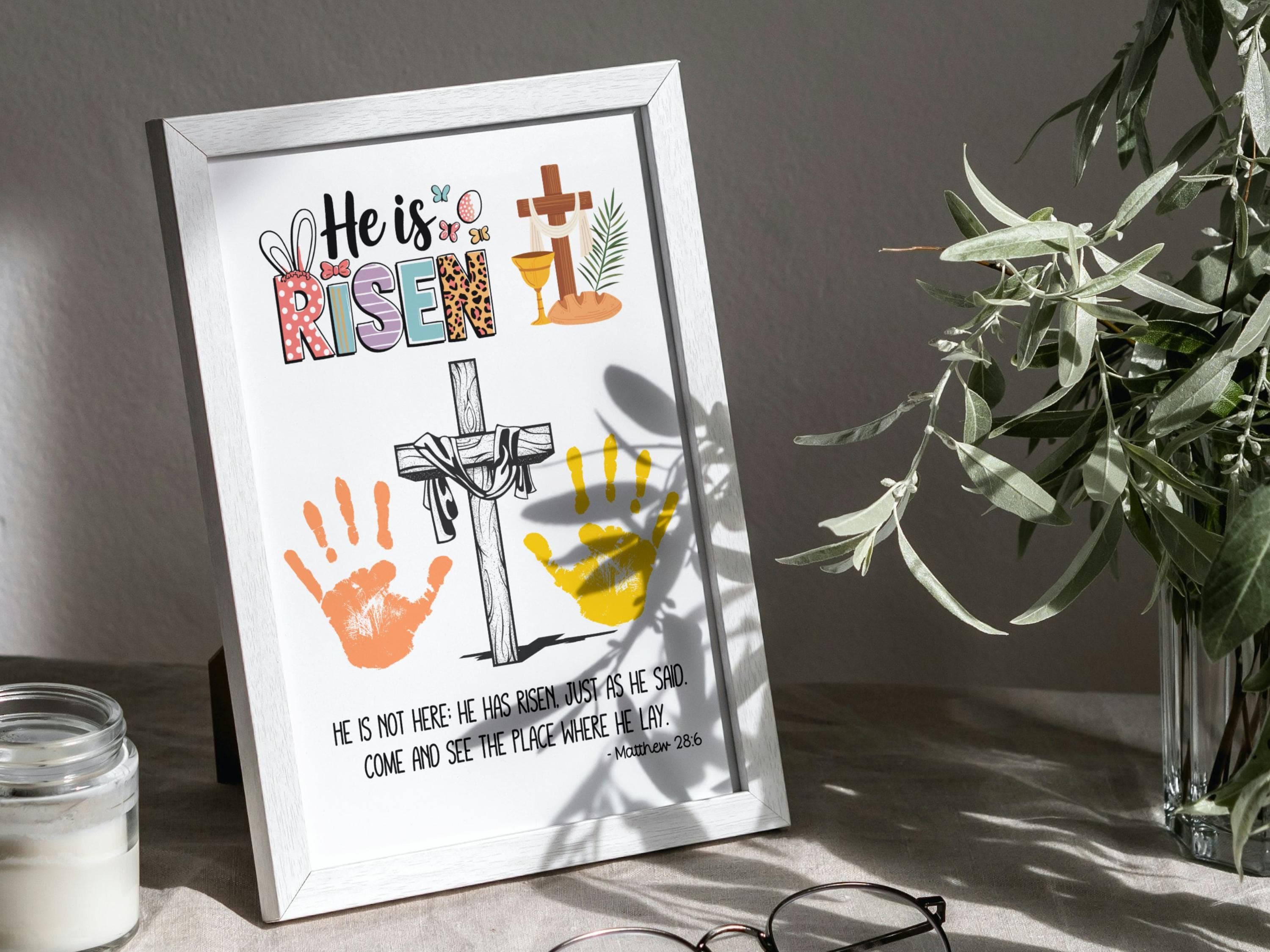 Jesus Is Risen Christian Easter Handprint Craft Printable Resurrection DIY Keepsake Art Kids Sunday School Church Preschool Toddler Activity - image 5