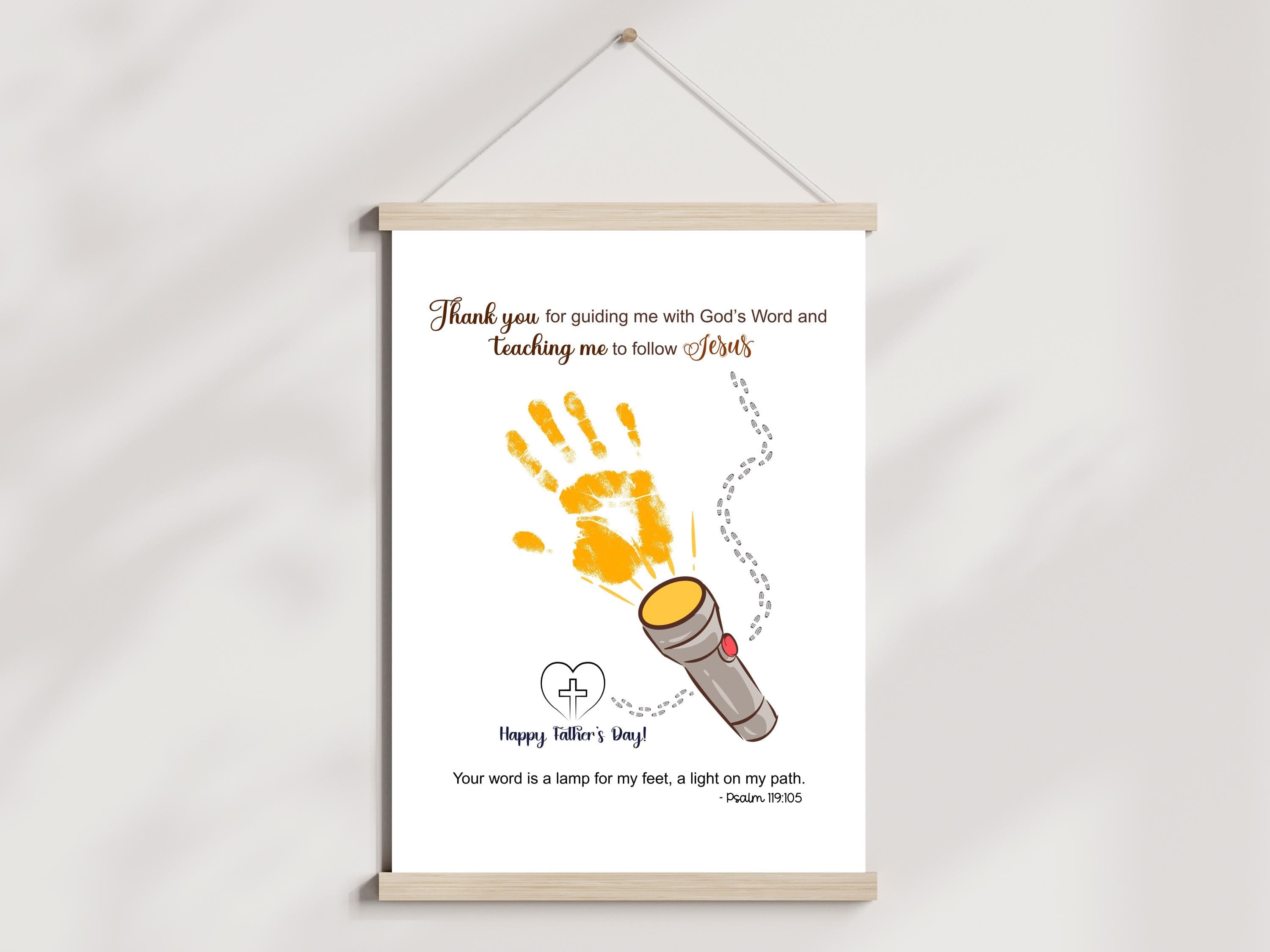 Father's Day Bible Craft Kids Printable, DIY Handprint Card Scripture Art Sunday School Activity Gift for Dad Grandpa from Christian Toddler - image 4