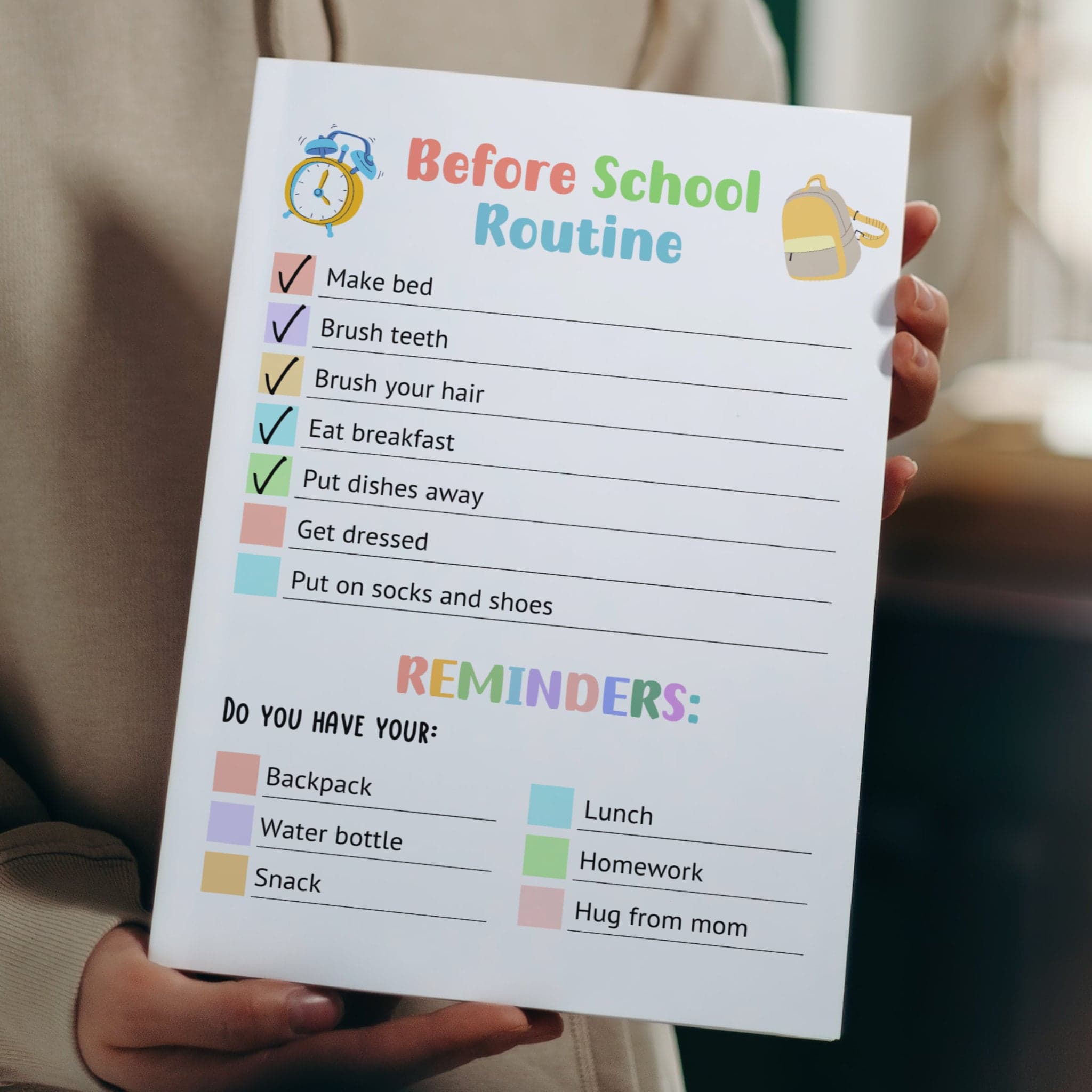 Printable Before School Checklist, Morning Reminders for Kids, Editable Morning Routine Chart, Preschool Kindergarten Elementary Reminders - image 5