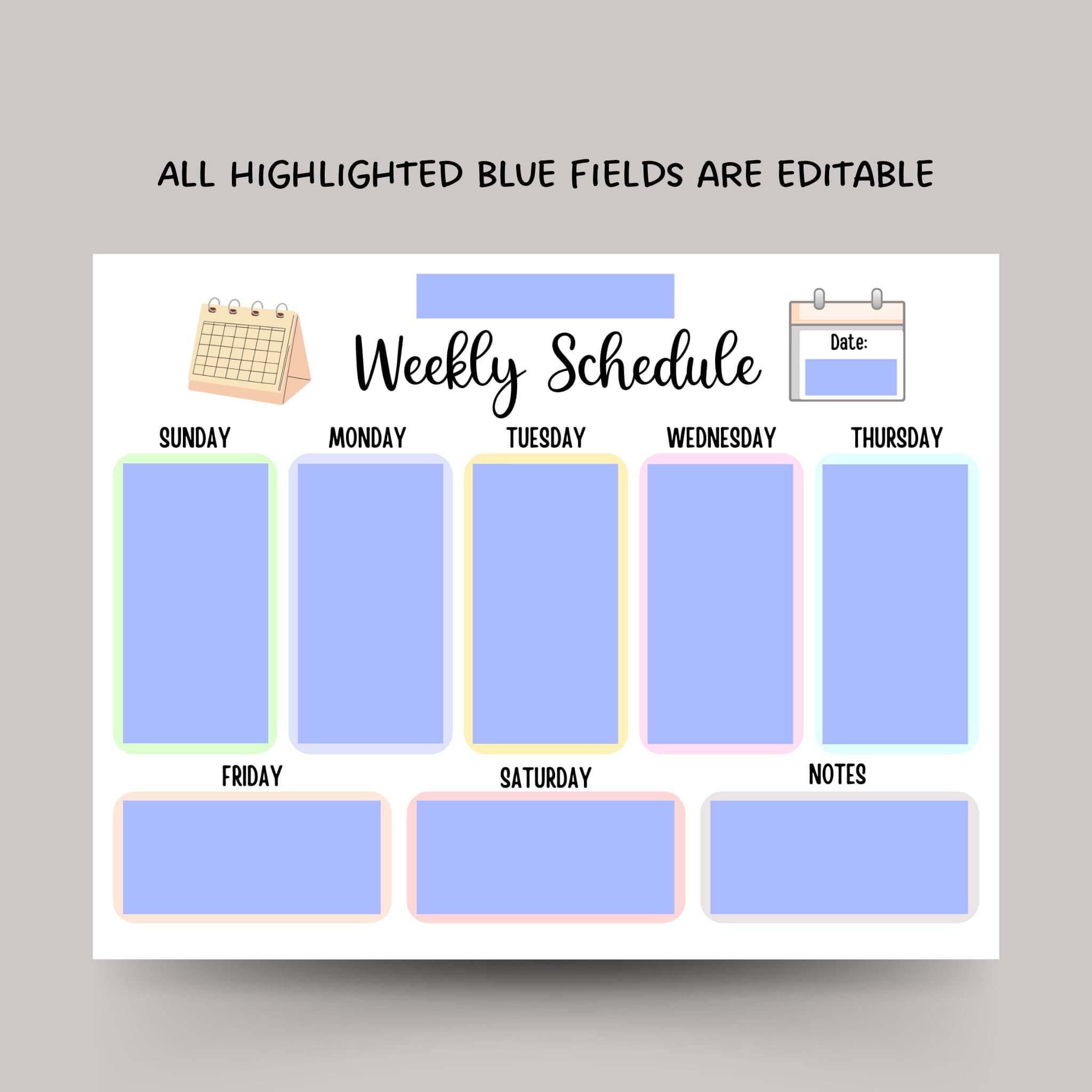 Kids Weekly Planner Printable, Editable Weekly Schedule Kids, Weekly Plan Chart, School and Activity Simple Planner, Homeschool Schedule - image 4