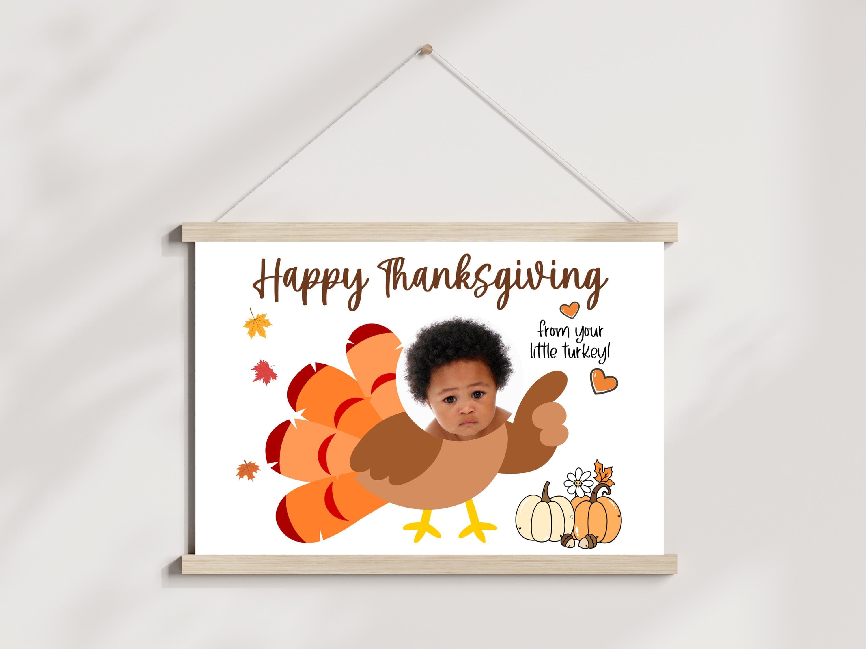 Thanksgiving Turkey Crafts for Kids Printable, Fall Autumn Photo Art Baby Toddler Daycare Preschool Holiday Card Keepsake - image 4