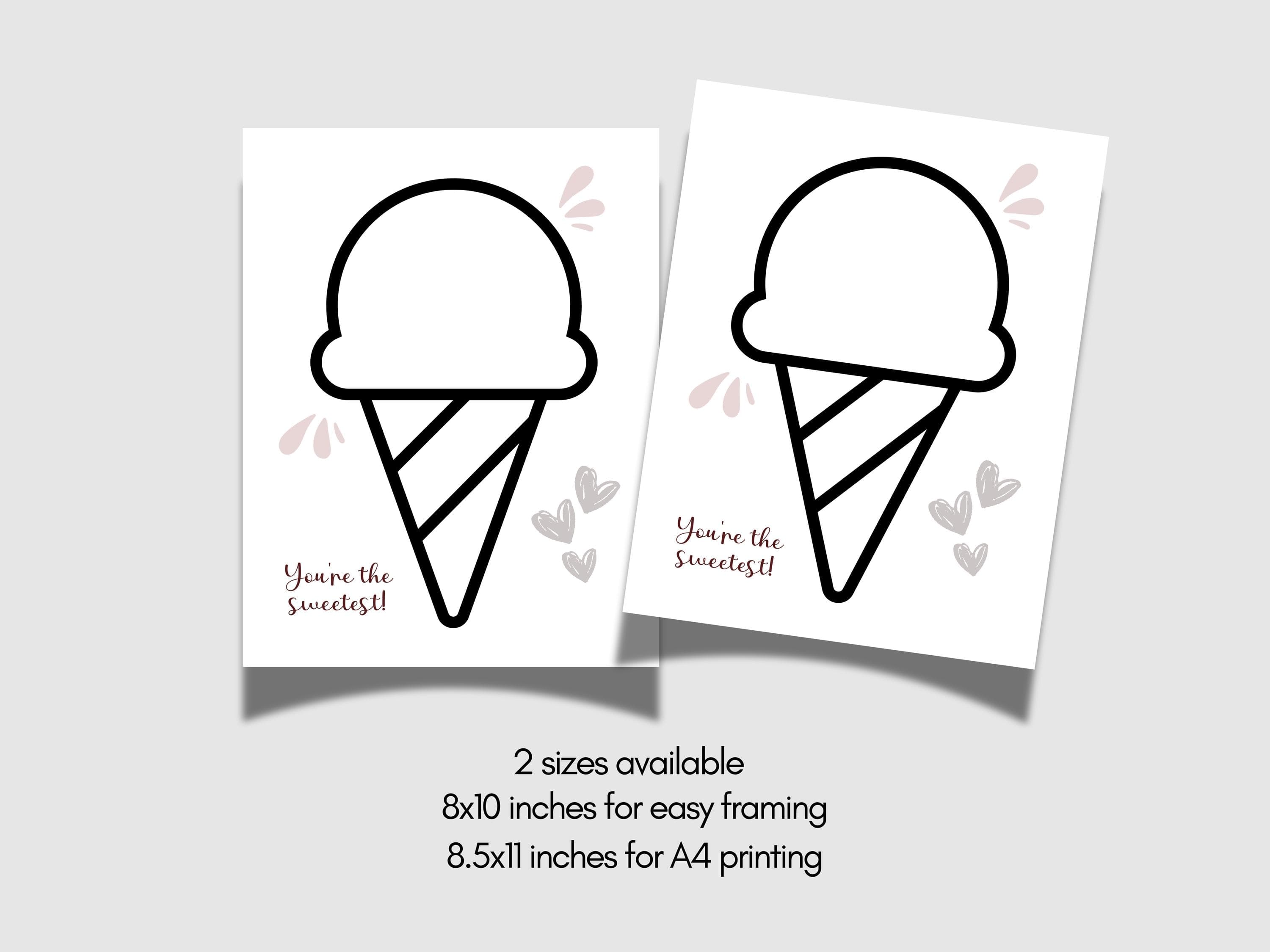 Summer Themed Torn Paper Craft Printable, DIY Ice Cream Cone Art for Kids Toddler Baby Children Coloring Page Classroom Homeschool Activity - image 5