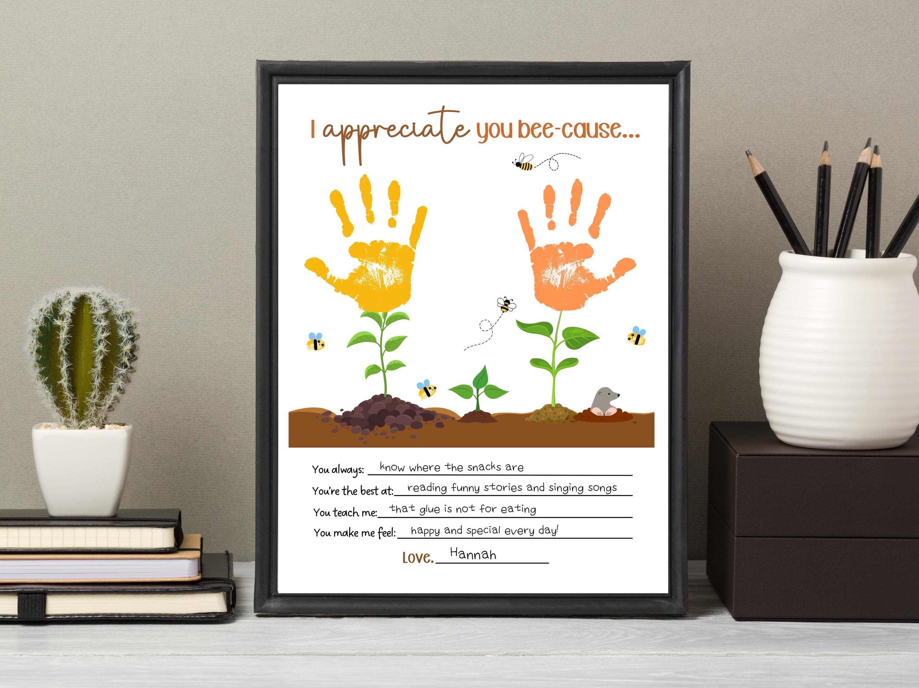Teacher Appreciation Handprint Craft Kids Printable, DIY Gift Keepsake Art for Pre-K Kindergarten Preschool Children Teacher Parent Resource - image 4