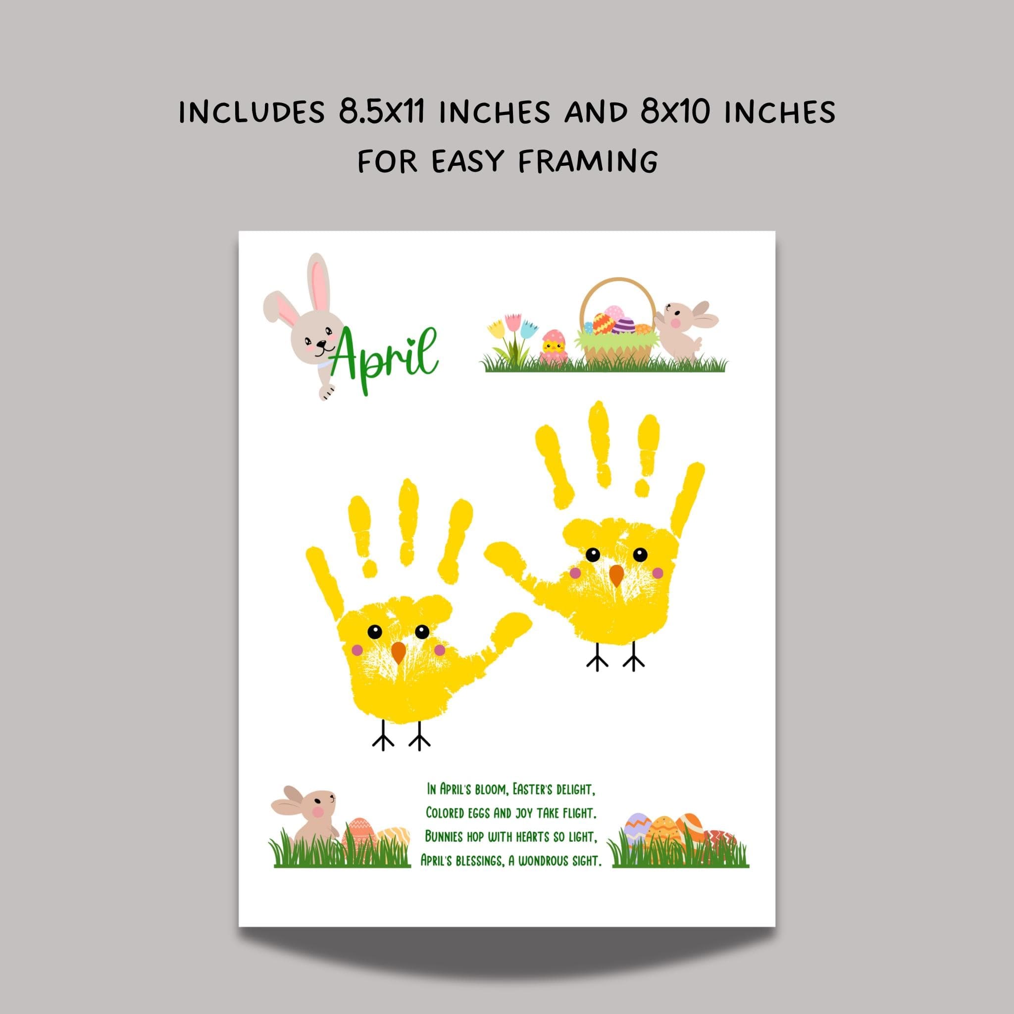 April Handprint Footprint Crafts Printable, DIY Art Kids Preschool Activity, DIY Easter Monthly Keepsakes for Baby Toddler PreK Kindergarten - image 5