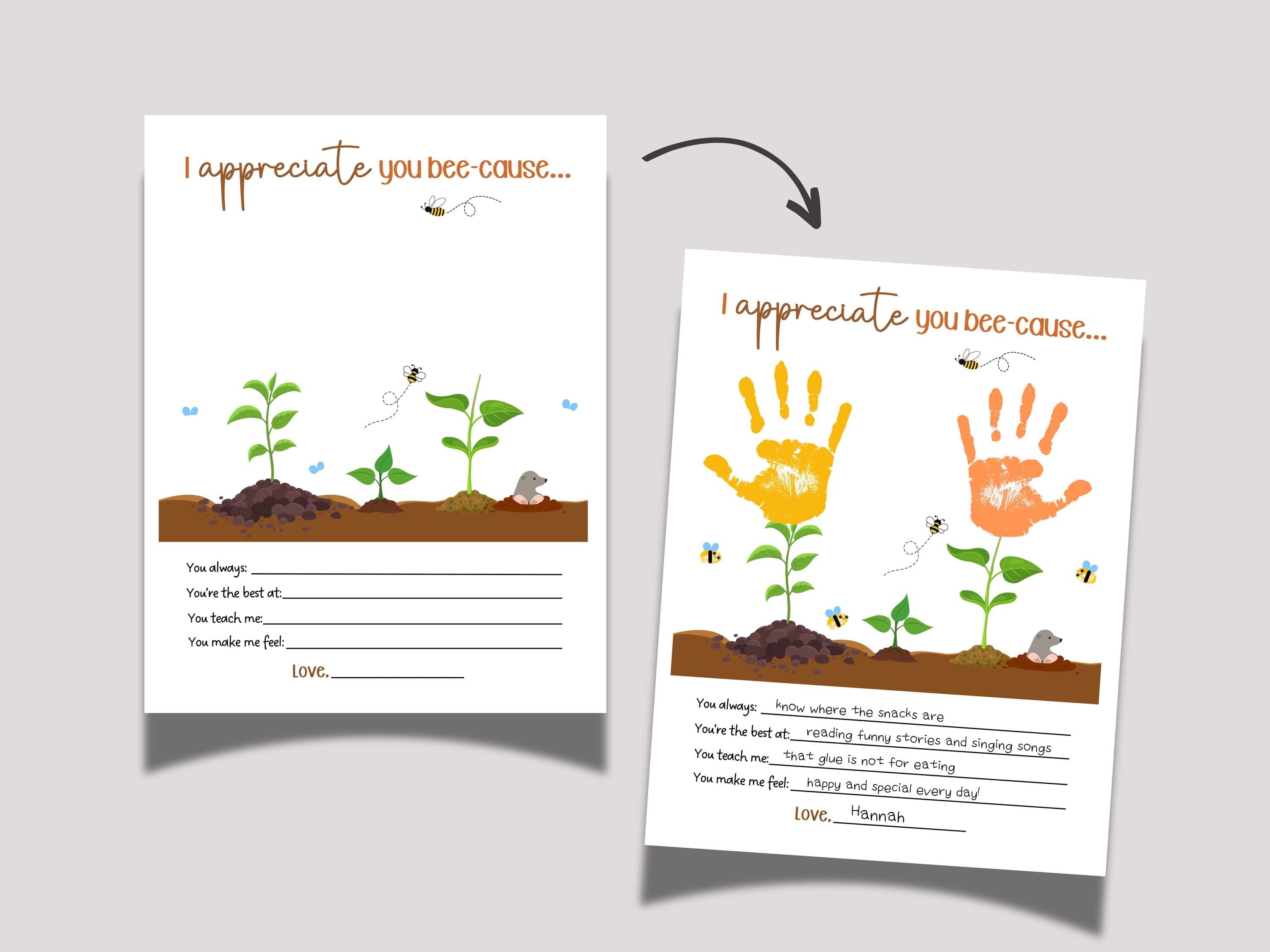 Teacher Appreciation Handprint Craft Kids Printable, DIY Gift Keepsake Art for Pre-K Kindergarten Preschool Children Teacher Parent Resource - image 3