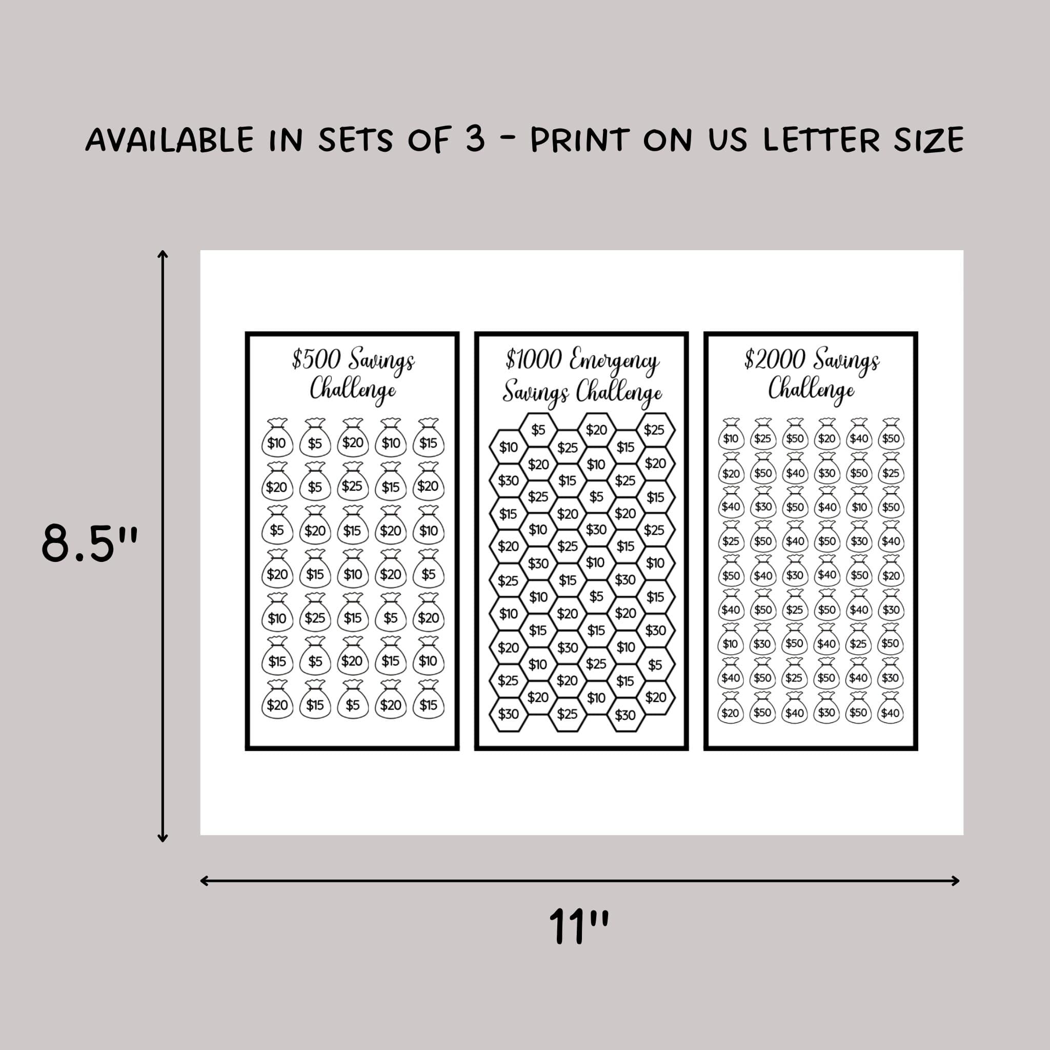 Savings Challenge Bundle Printable, Minimalist Mini Savings Challenge Tracker A6 Budget Binders, Set of 20, Money Challenge, Envelope Insert - image 5
